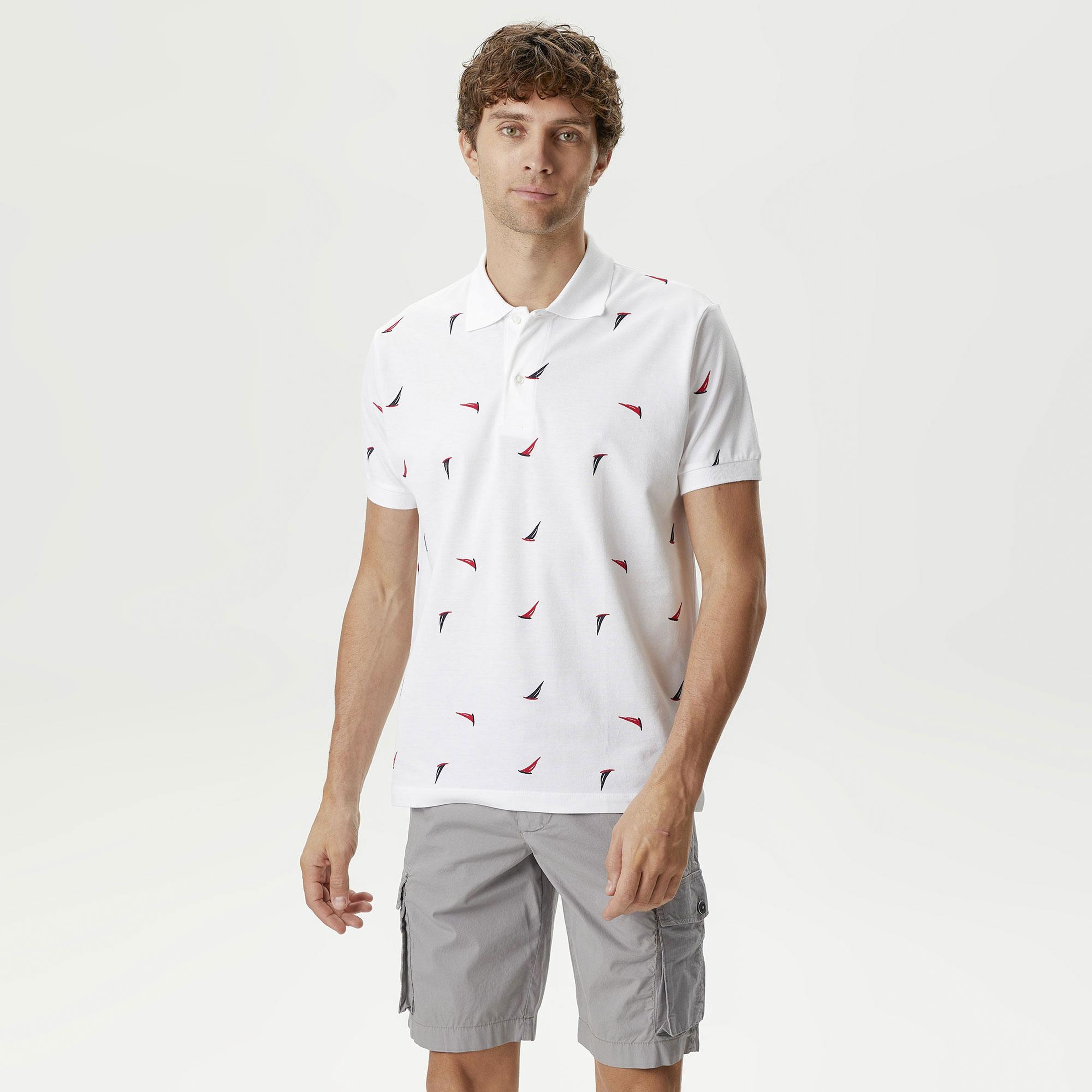 Nautica Erkek Beyaz Classic Fit Kısa Kollu Polo Yaka T-Shirt