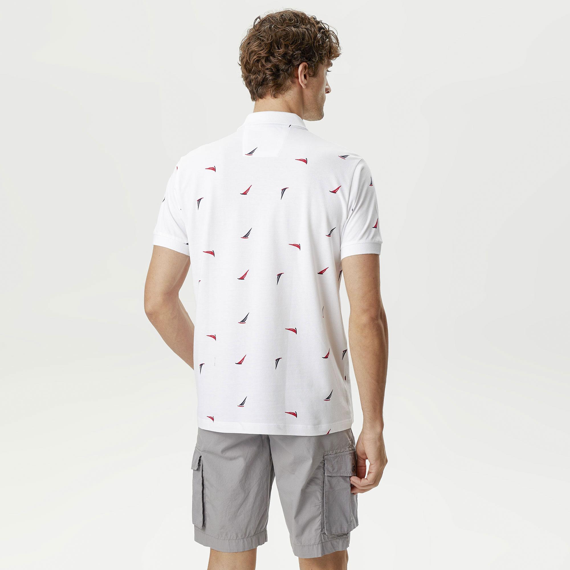 Nautica Erkek Beyaz Classic Fit Kısa Kollu Polo Yaka T-Shirt