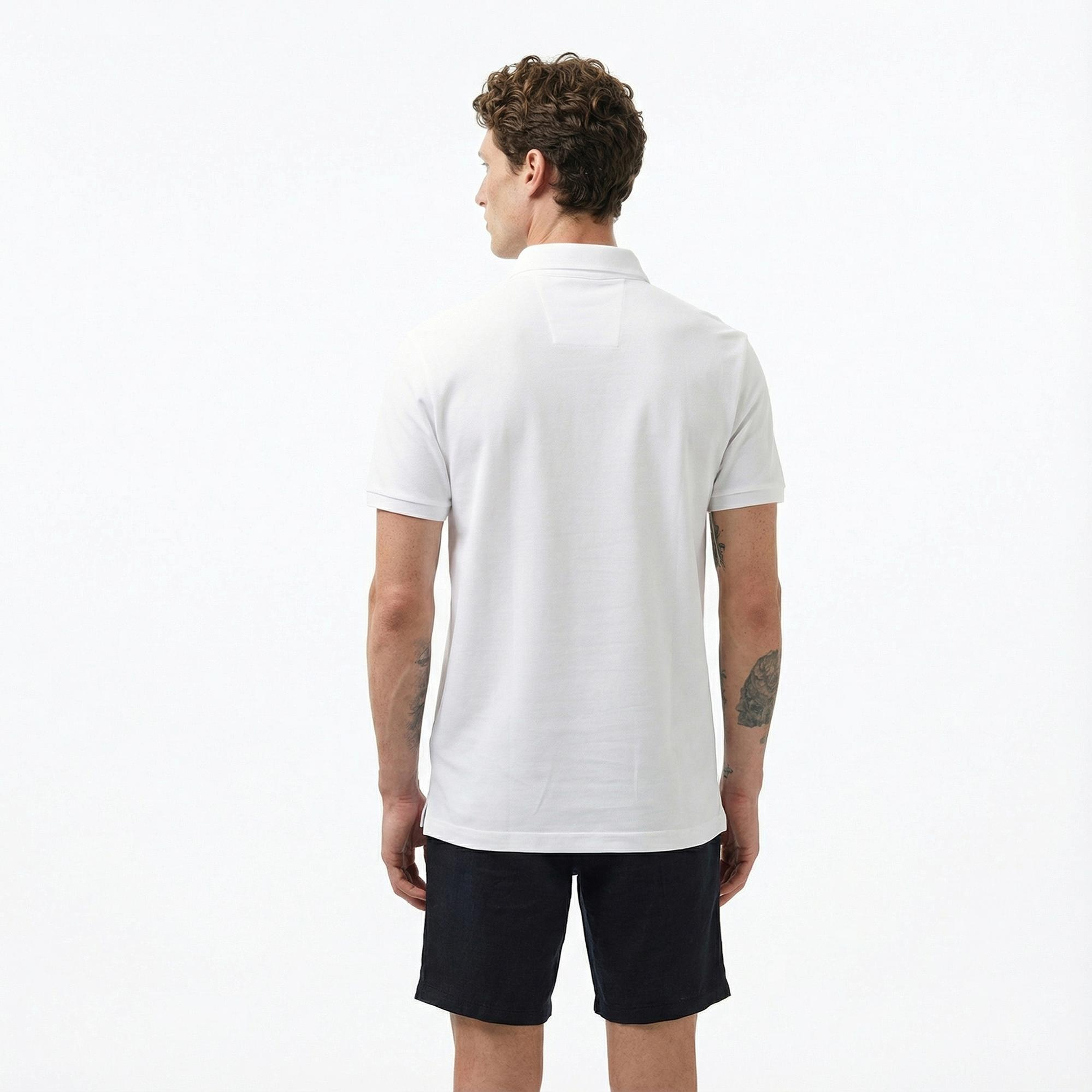 Nautica Erkek Beyaz Slim Fit Kısa Kollu Polo Yaka T-Shirt