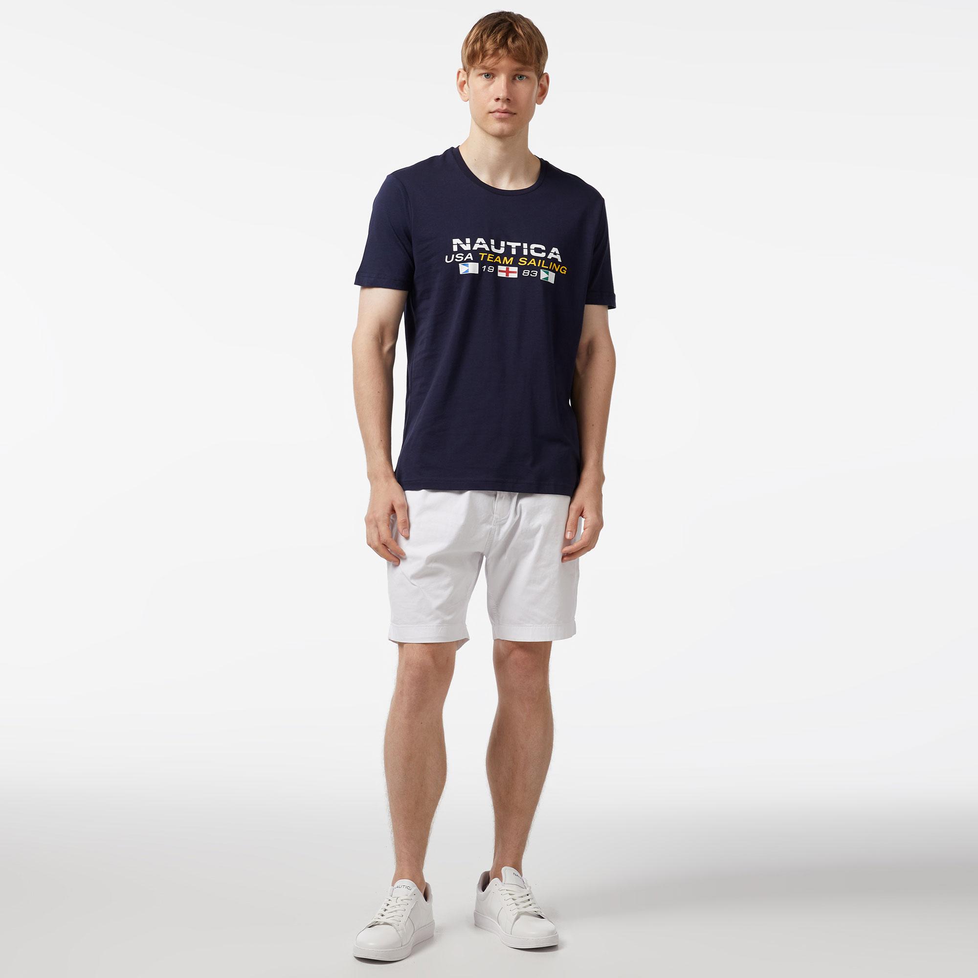 Nautica Erkek Lacivert Standart Fit Kısa Kollu Baskılı T-Shirt