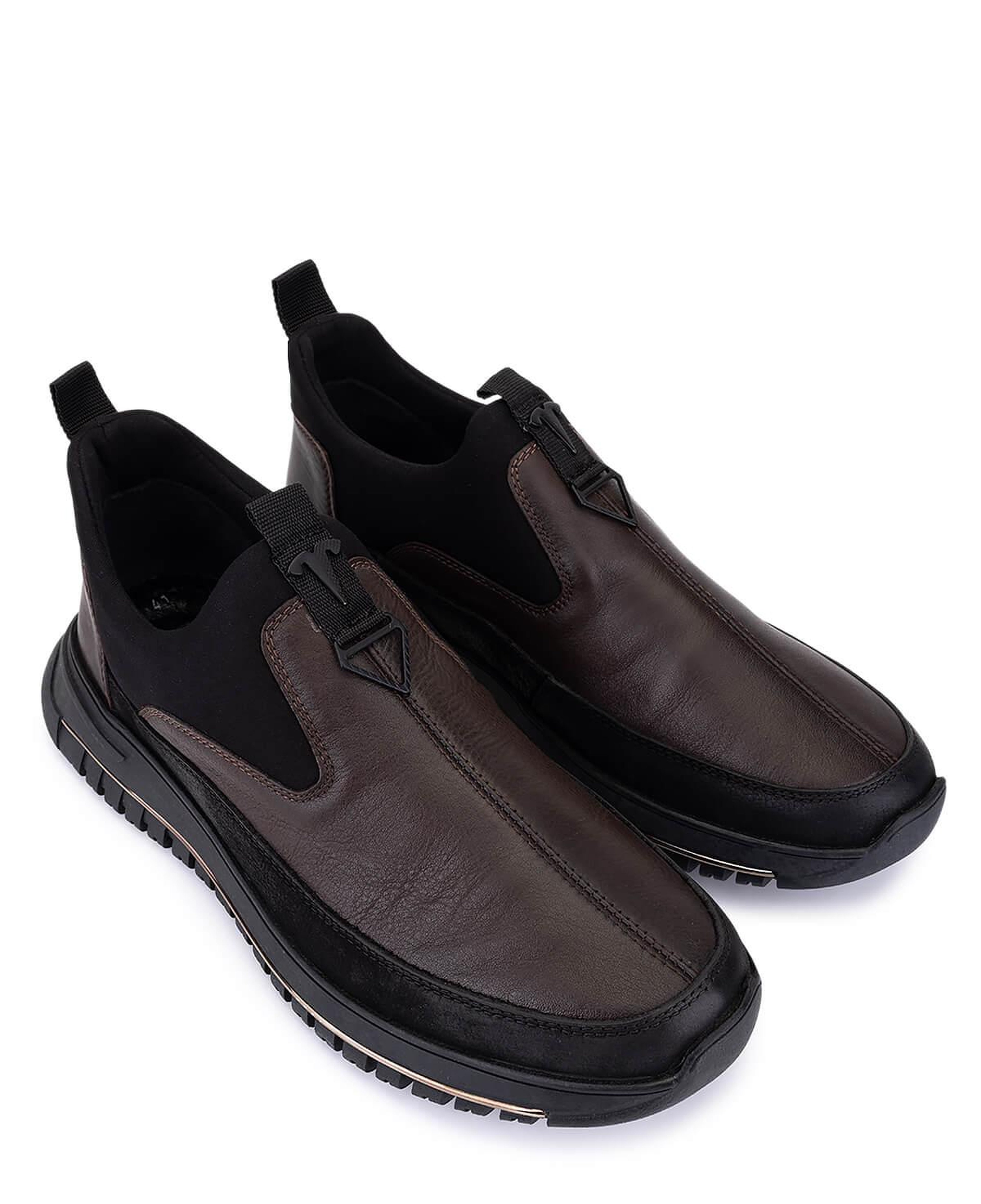 Tamer Tanca Erkek Hakiki Deri Siyah/Kahve Sneakers & Spor Ayakkabı