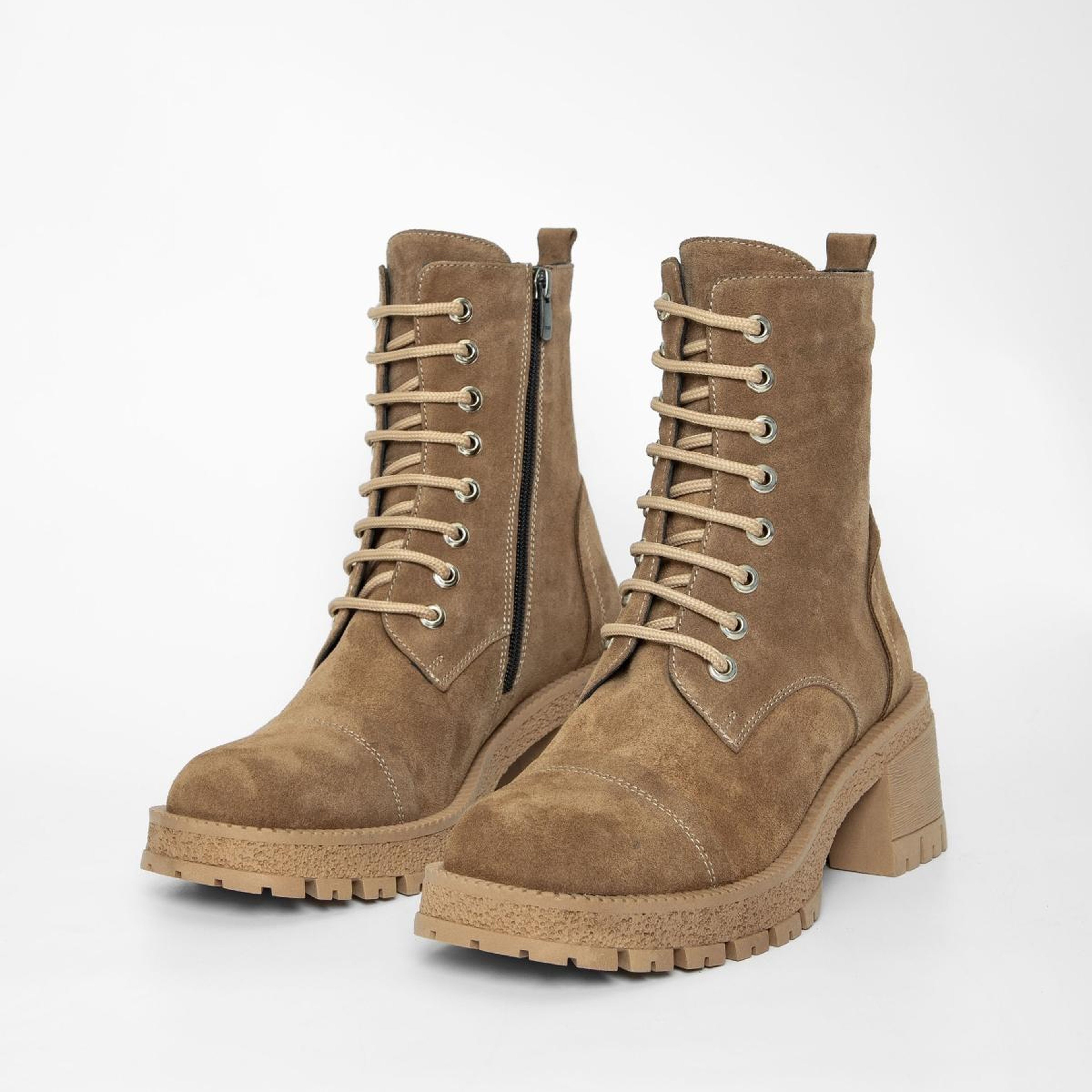 Valmenti Kadın Hakiki Deri Taba Süet Topuklu Bot