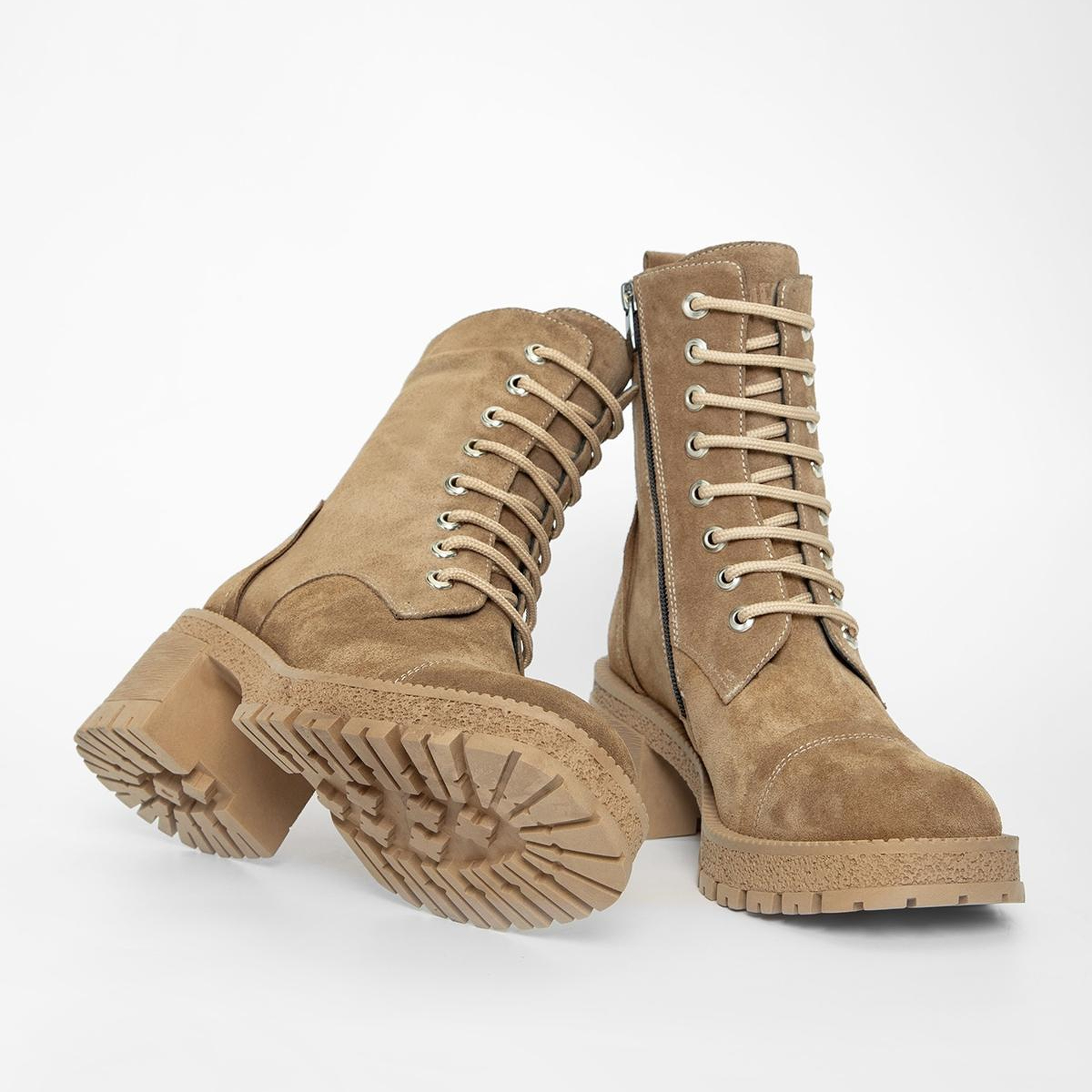 Valmenti Kadın Hakiki Deri Taba Süet Topuklu Bot