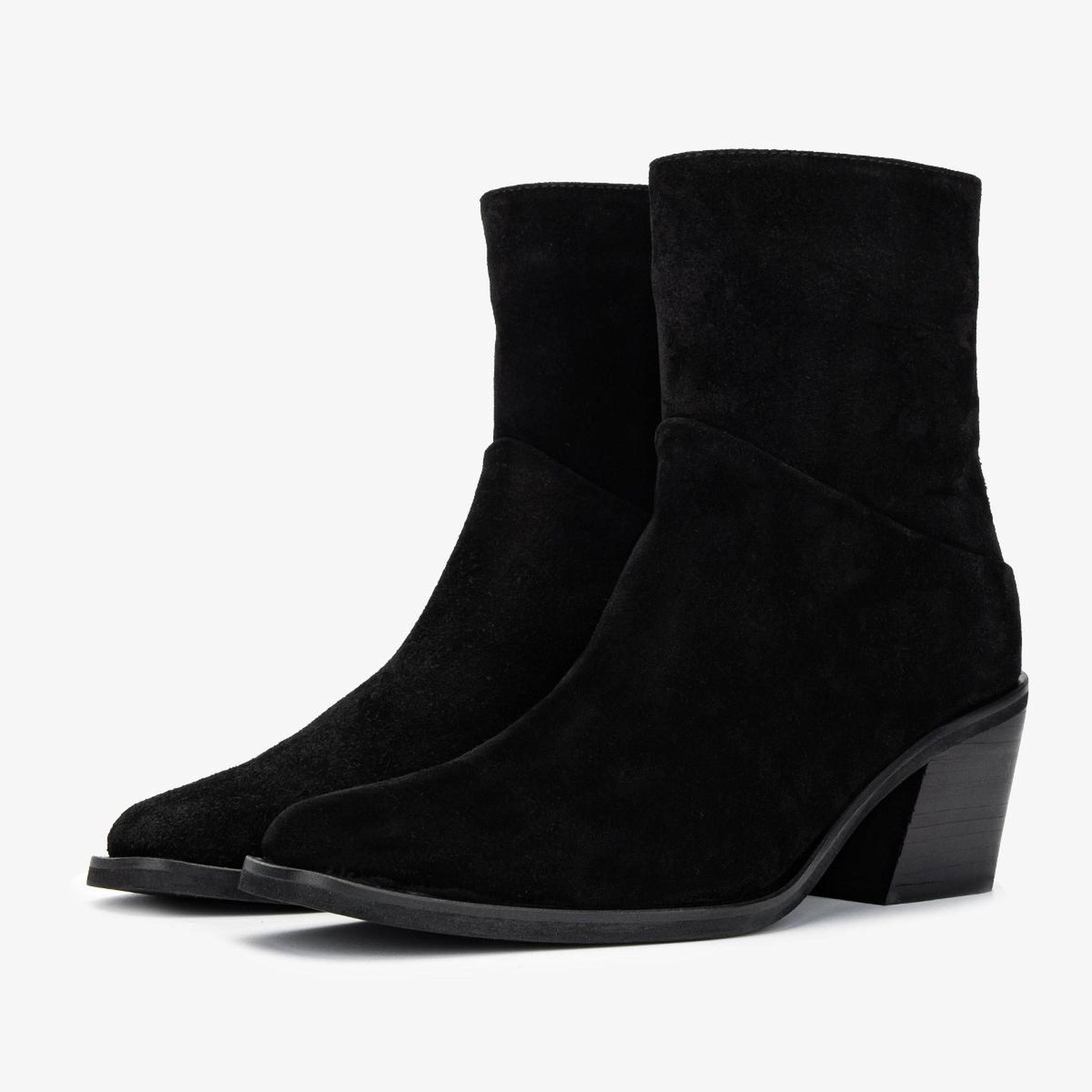 Valmenti Kadın Hakiki Deri Siyah Süet Topuklu Bot