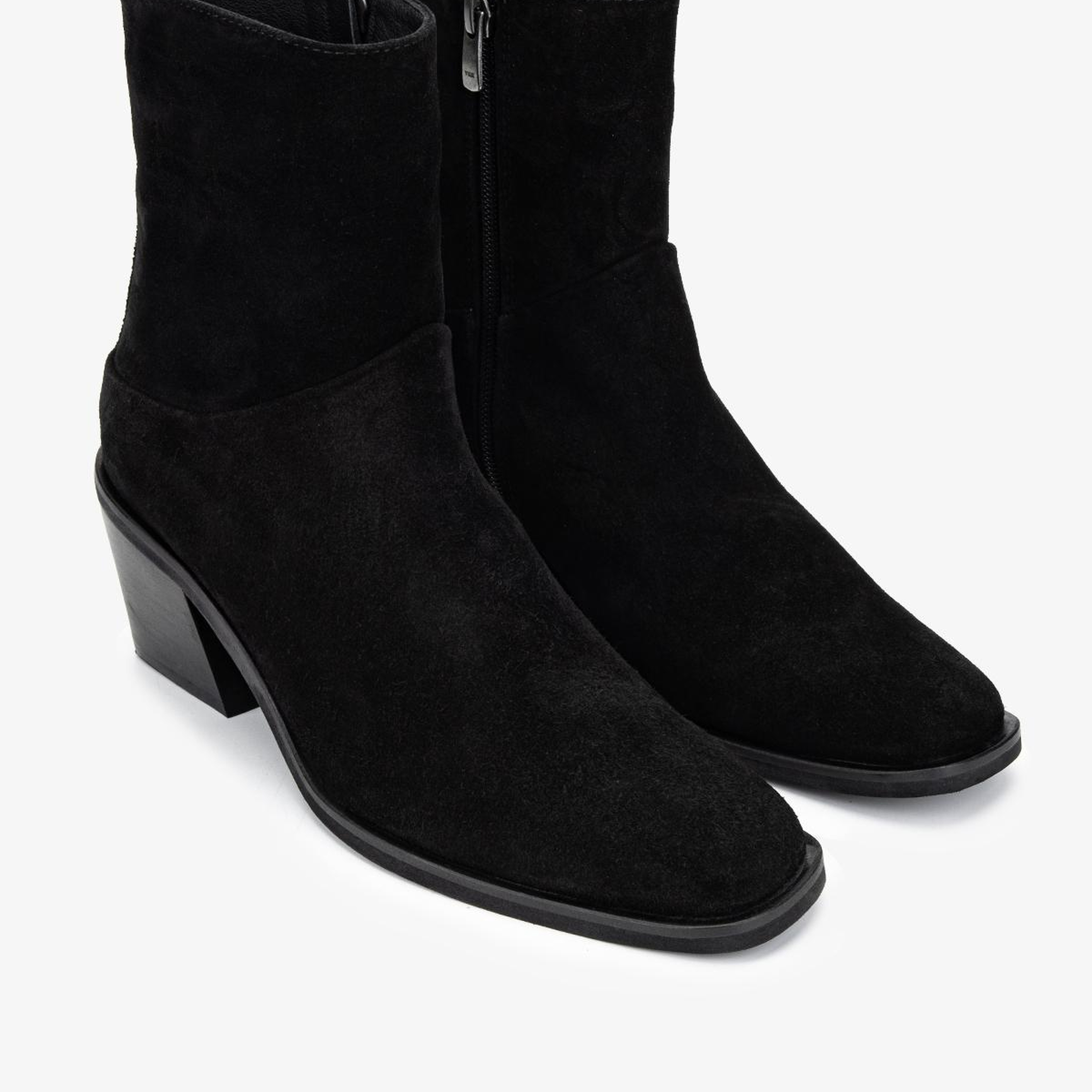 Valmenti Kadın Hakiki Deri Siyah Süet Topuklu Bot