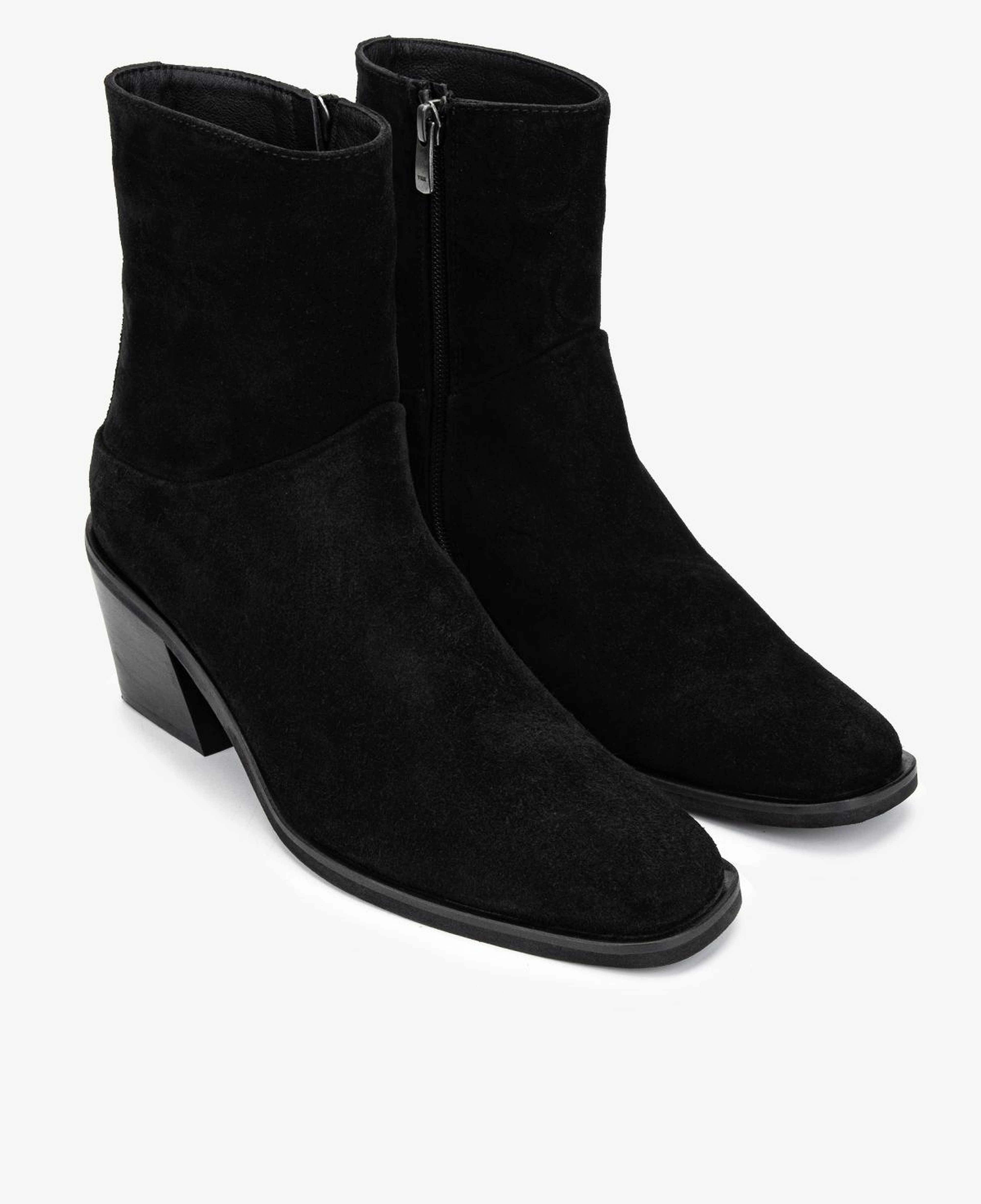 Valmenti Kadın Hakiki Deri Siyah Süet Topuklu Bot