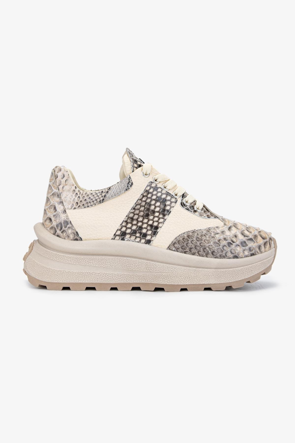 Valmenti Kadın Hakiki Deri Bej Sneakers & Spor Ayakkabı