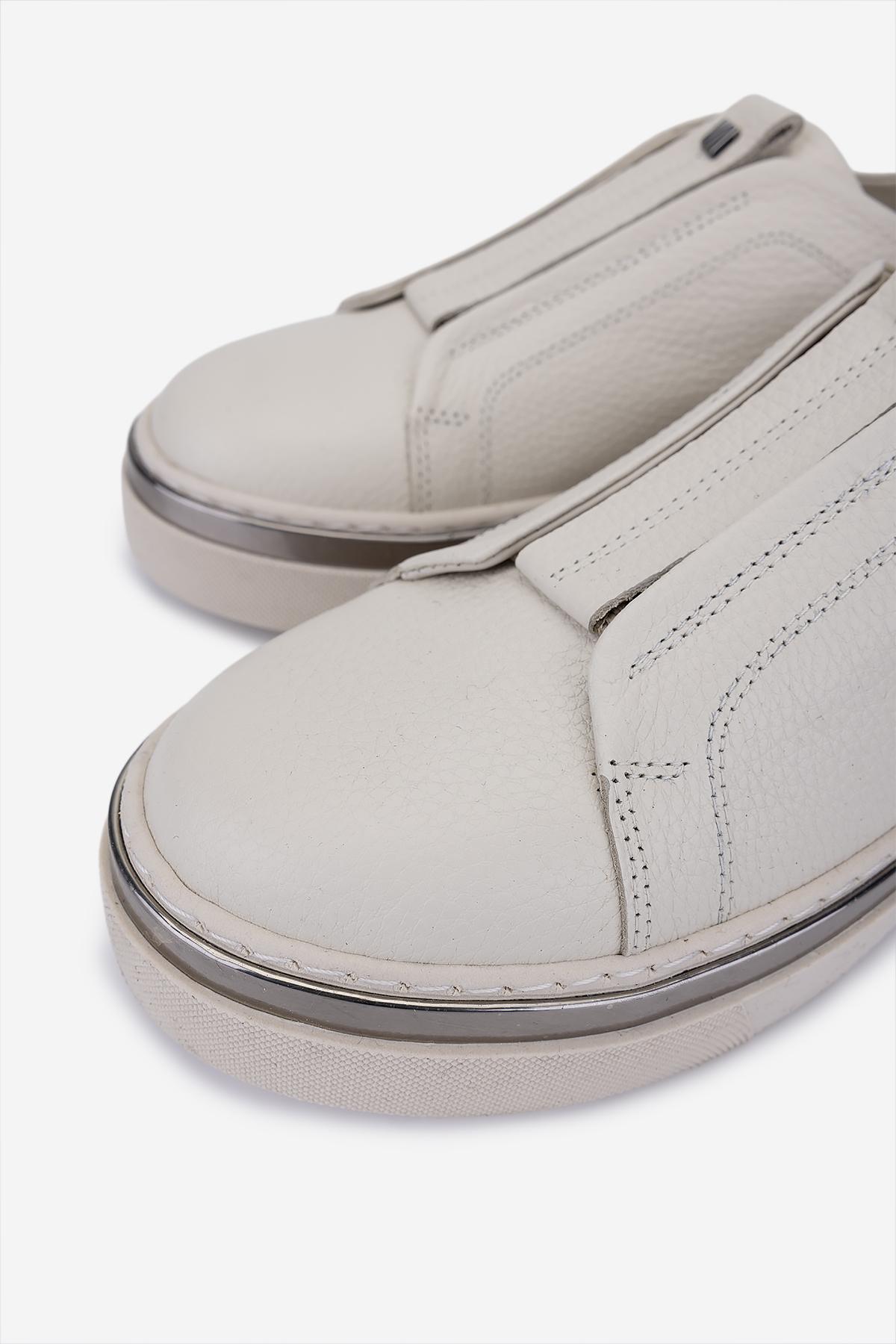 Valmenti Kadın Hakiki Deri Kırık Beyaz Sneakers & Spor Ayakkabı