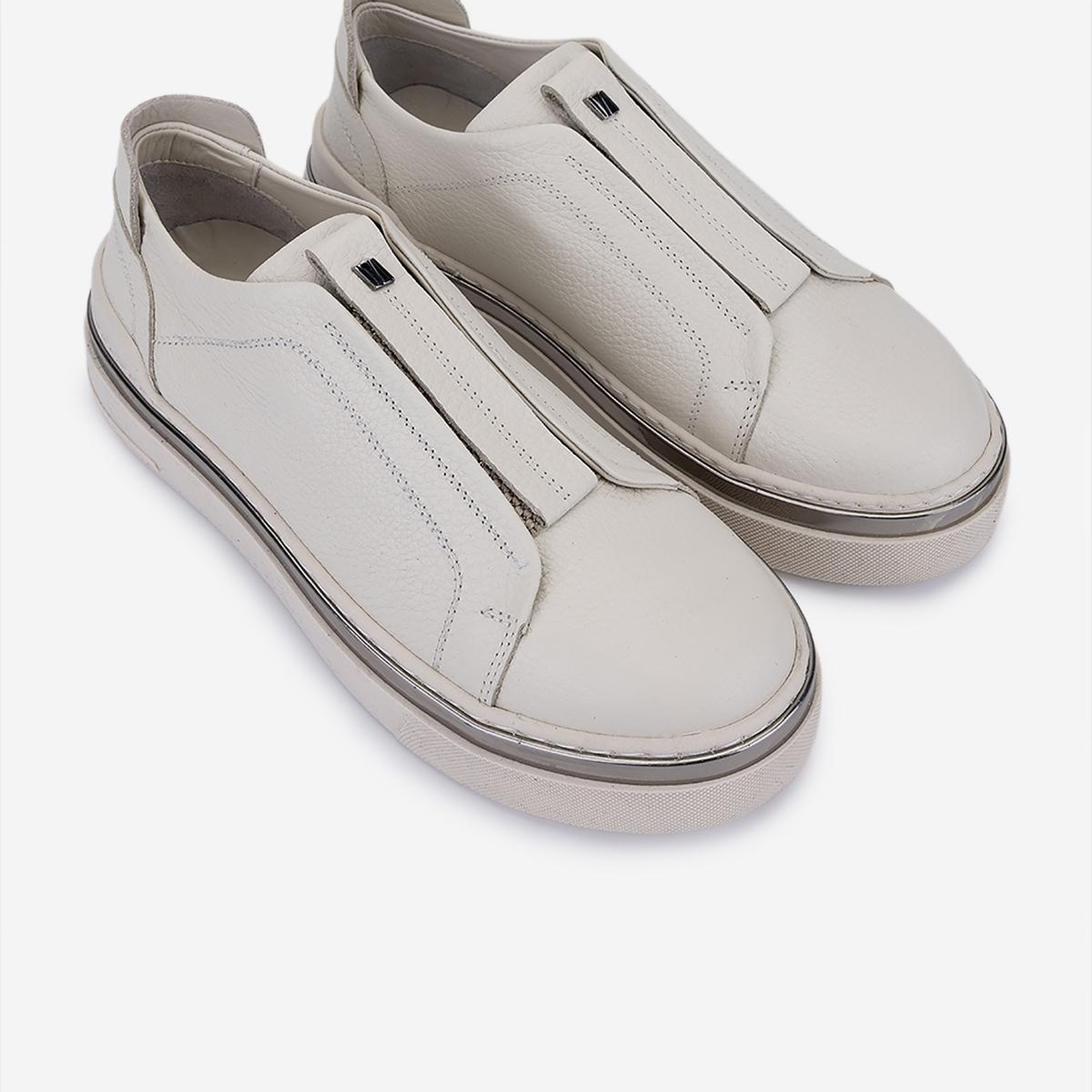 Valmenti Kadın Hakiki Deri Kırık Beyaz Sneakers & Spor Ayakkabı