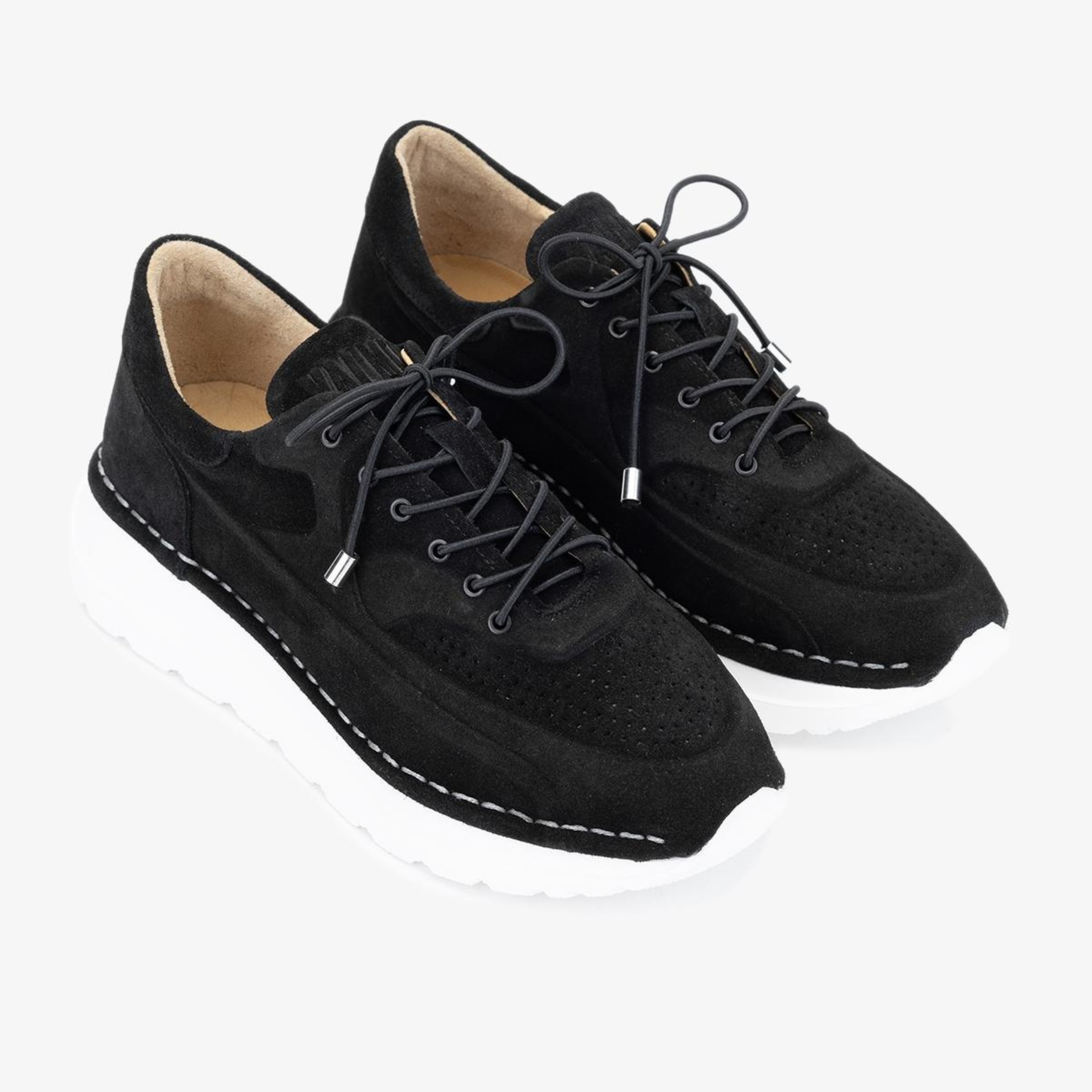 Valmenti Kadın Hakiki Deri Siyah Süet Sneakers & Spor Ayakkabı