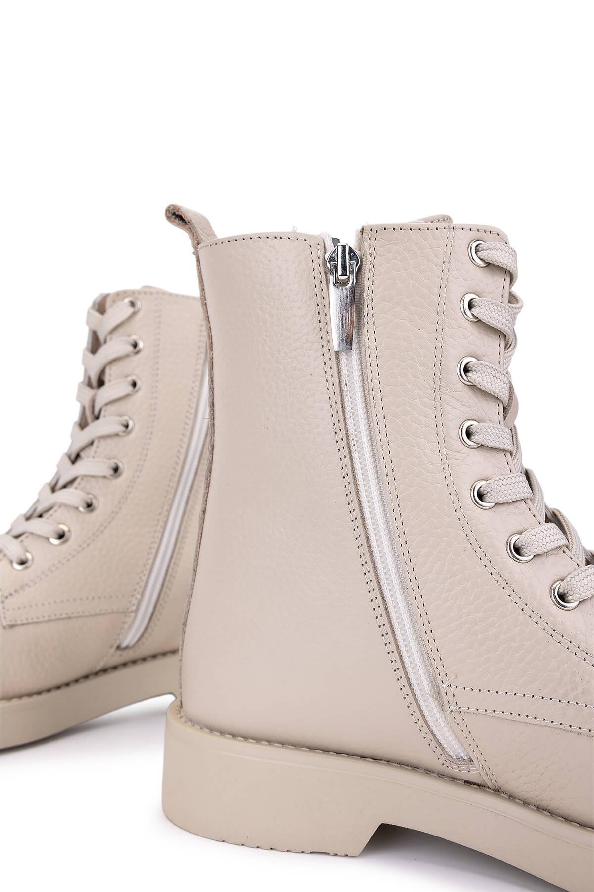 Tamer Tanca Kadın Hakiki Deri Bej Floter Casual Bot