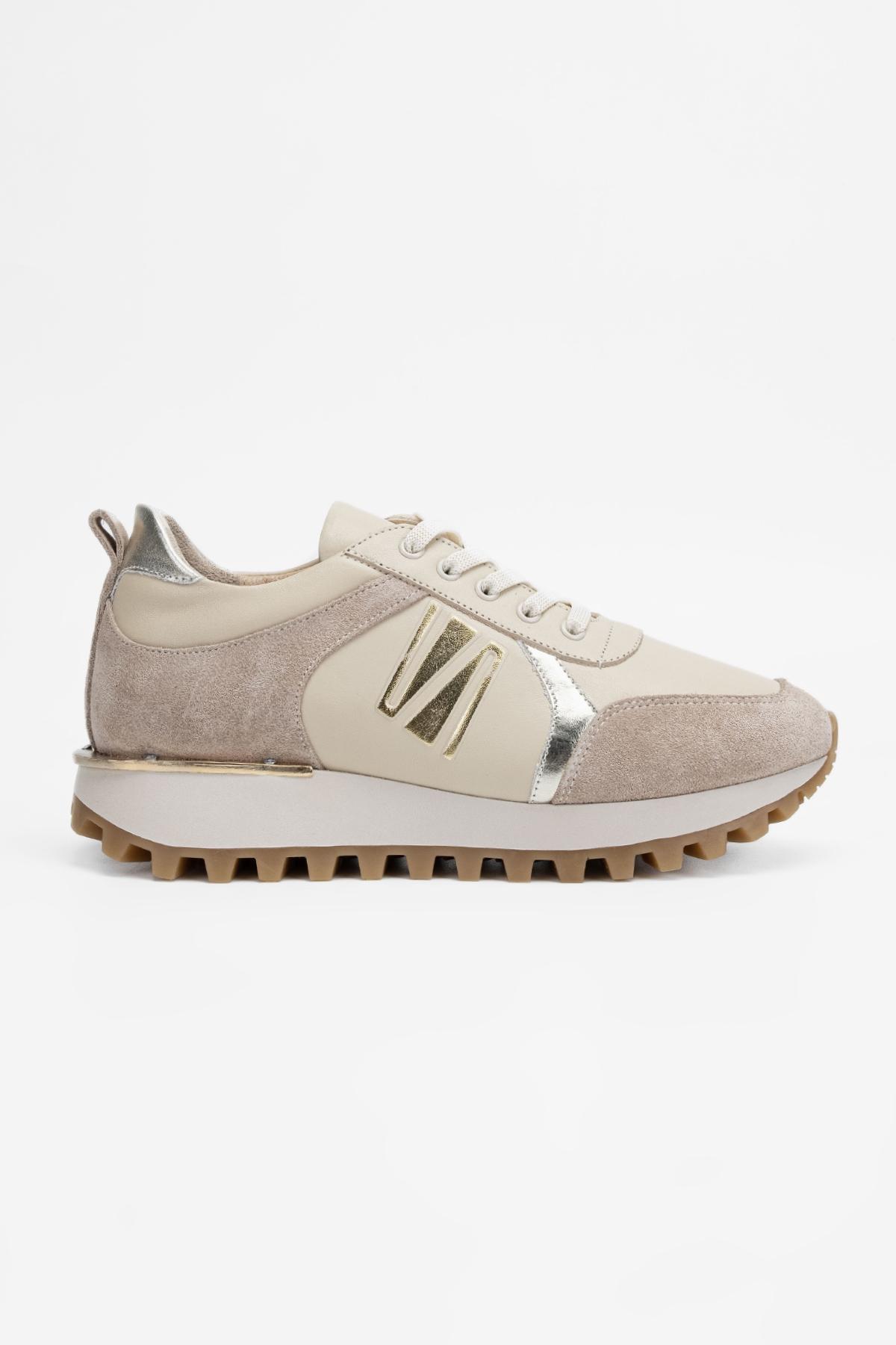 Valmenti Kadın Hakiki Deri Bej Sneakers & Spor Ayakkabı