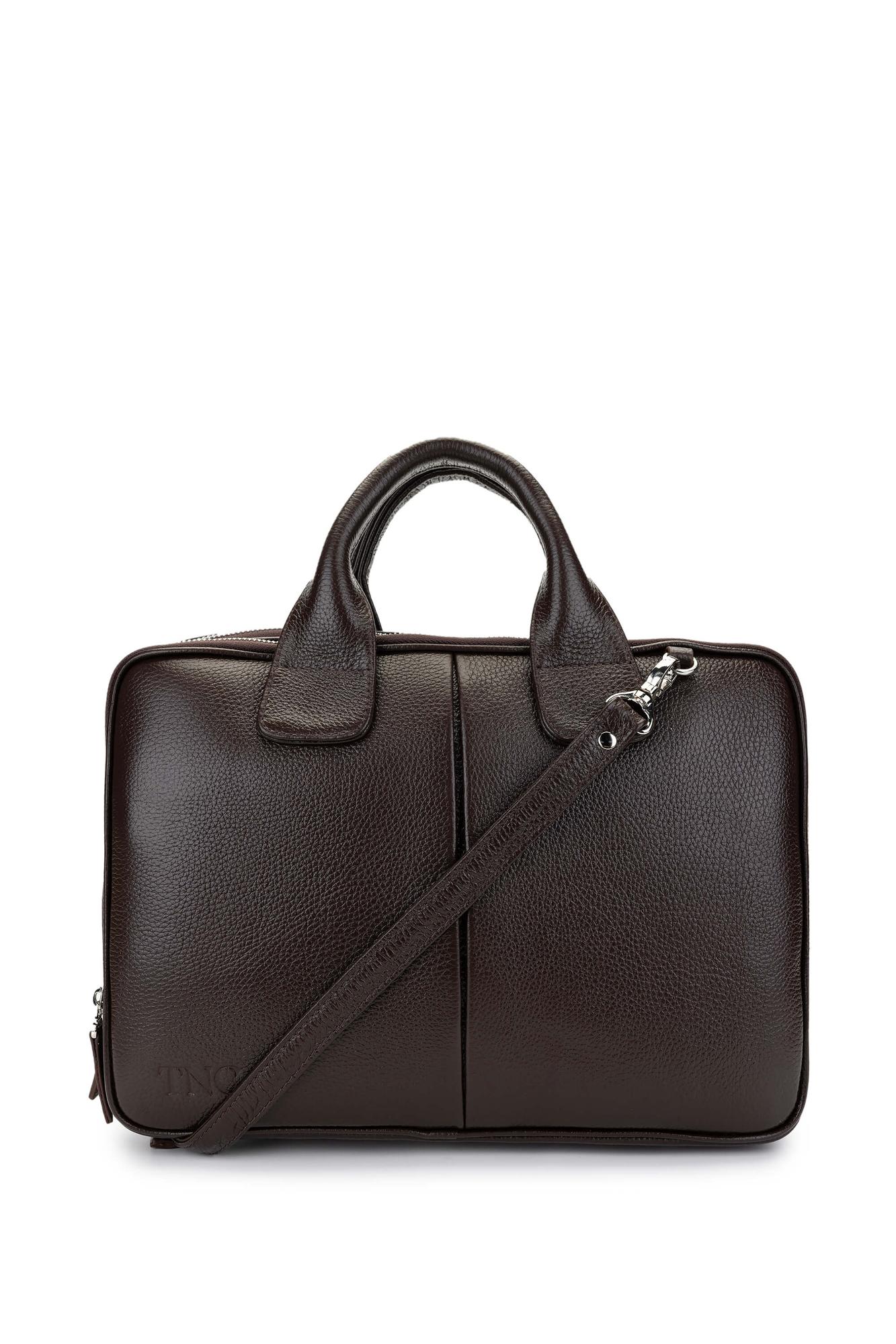 Tamer Tanca Unisex Hakiki Deri Kahverengi Evrak Çantası