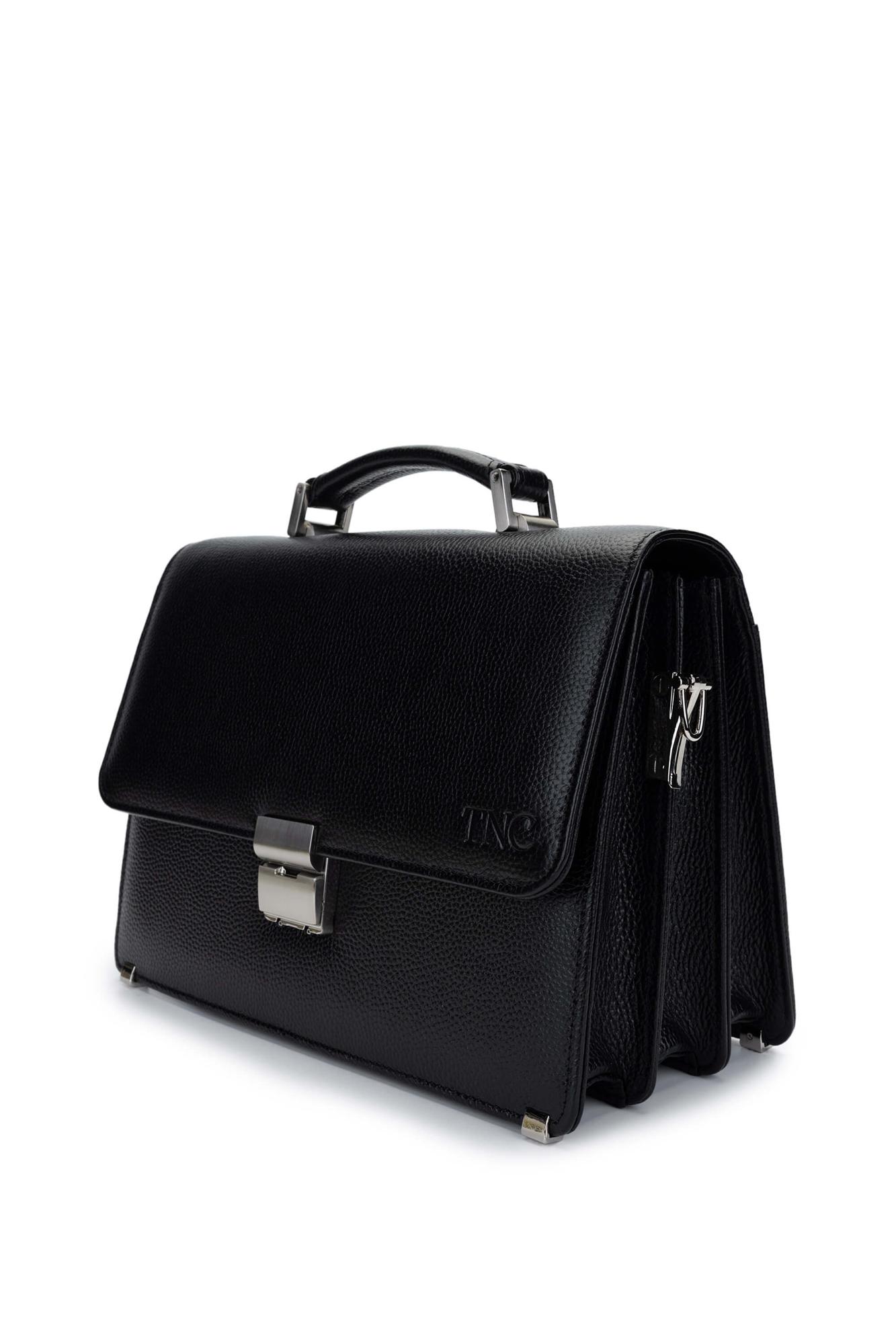 Tamer Tanca Erkek Hakiki Deri Siyah Floter Evrak Çantası