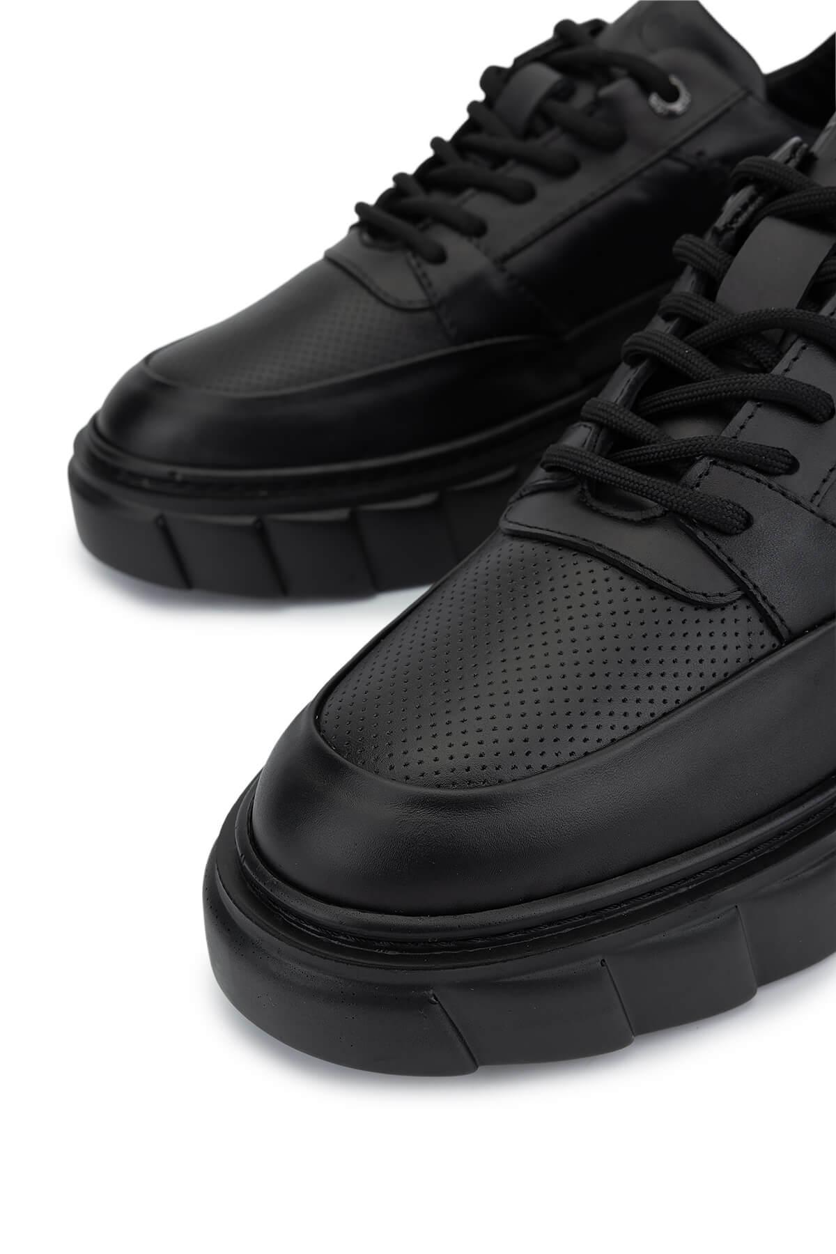 Tamer Tanca Erkek Hakiki Deri Siyah Deri Sneakers & Spor Ayakkabı