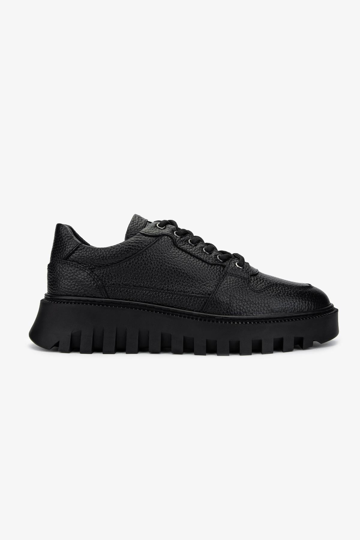 Valmenti Erkek Hakiki Deri Siyah Floter Sneakers & Spor Ayakkabı