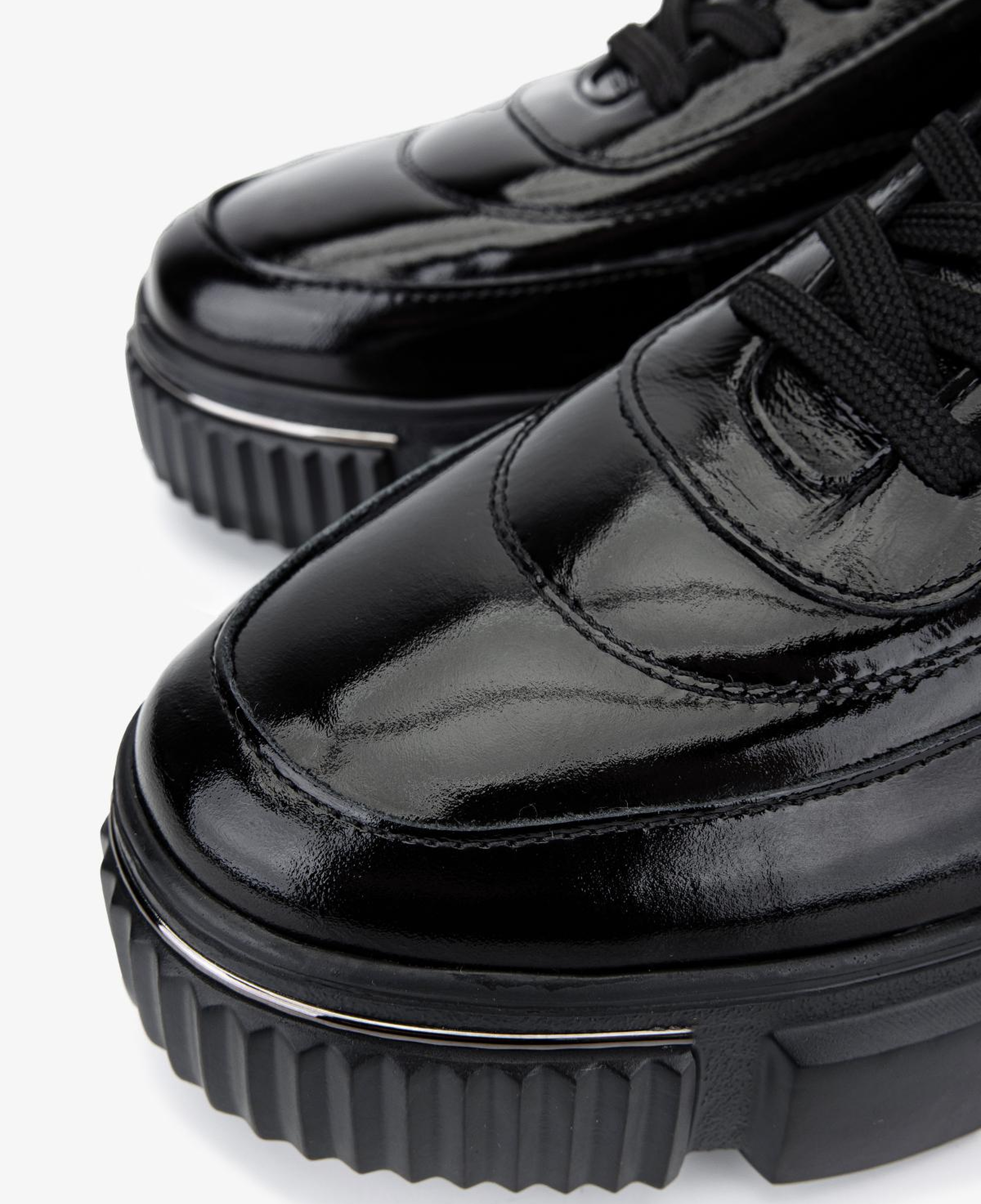 Valmenti Erkek Hakiki Deri Siyah Kırışık Rugan Sneakers & Spor Ayakkabı