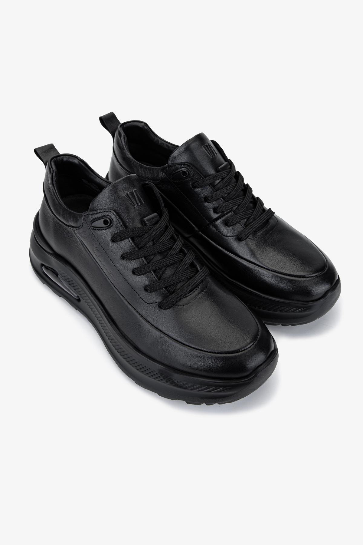 Valmenti Erkek Hakiki Deri Siyah Sneakers & Spor Ayakkabı