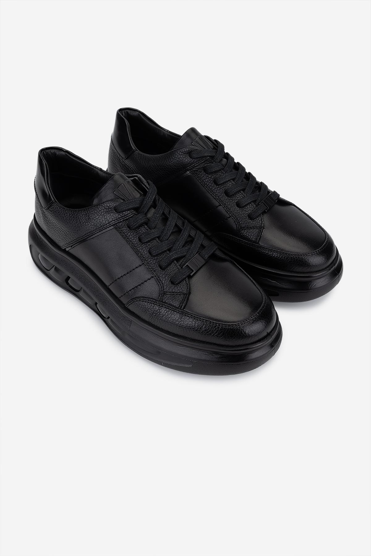 Valmenti Erkek Hakiki Deri Siyah Sneakers & Spor Ayakkabı