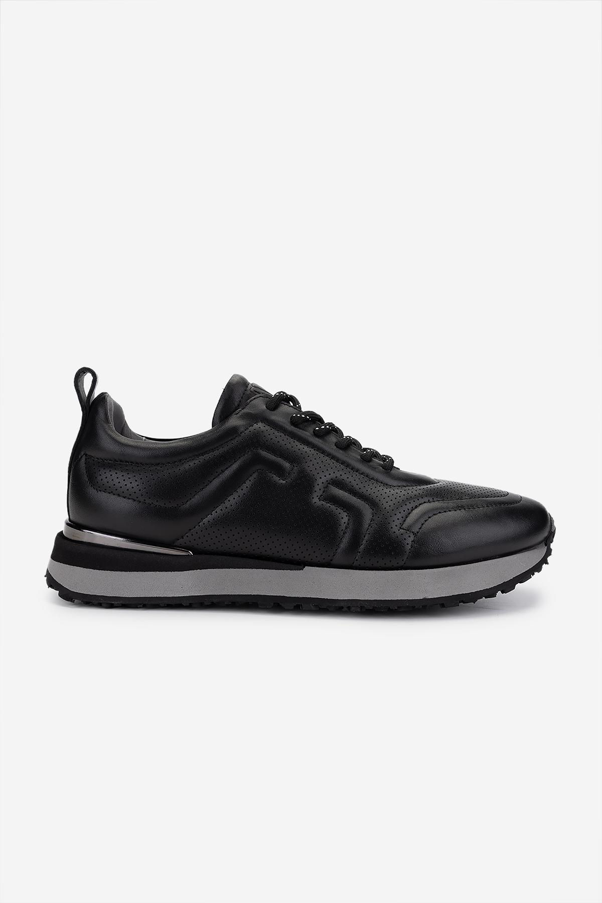 Valmenti Erkek Hakiki Deri Siyah Sneakers & Spor Ayakkabı