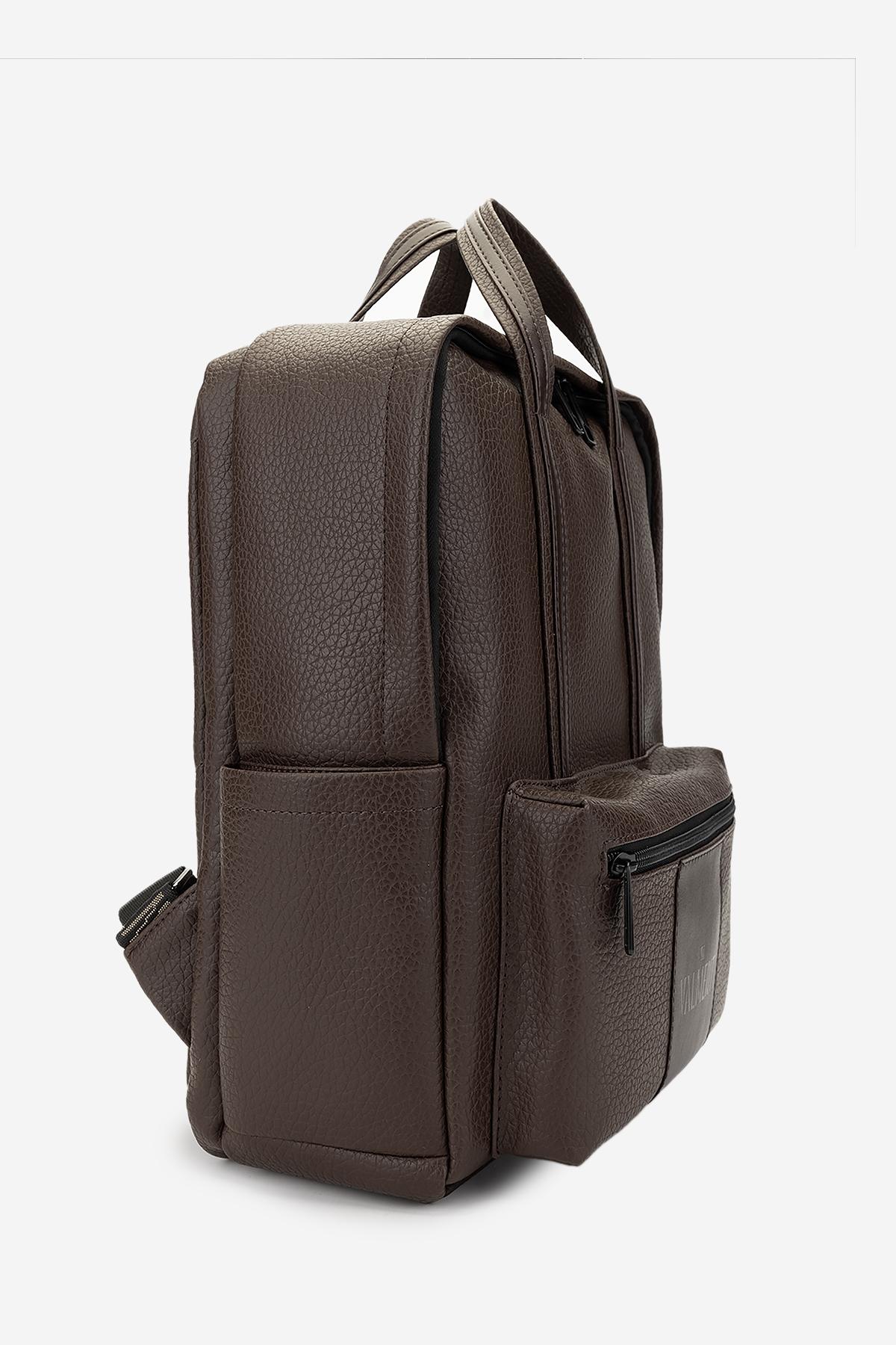 Valmenti Erkek Suni Deri Kahverengi Sırt Çantası