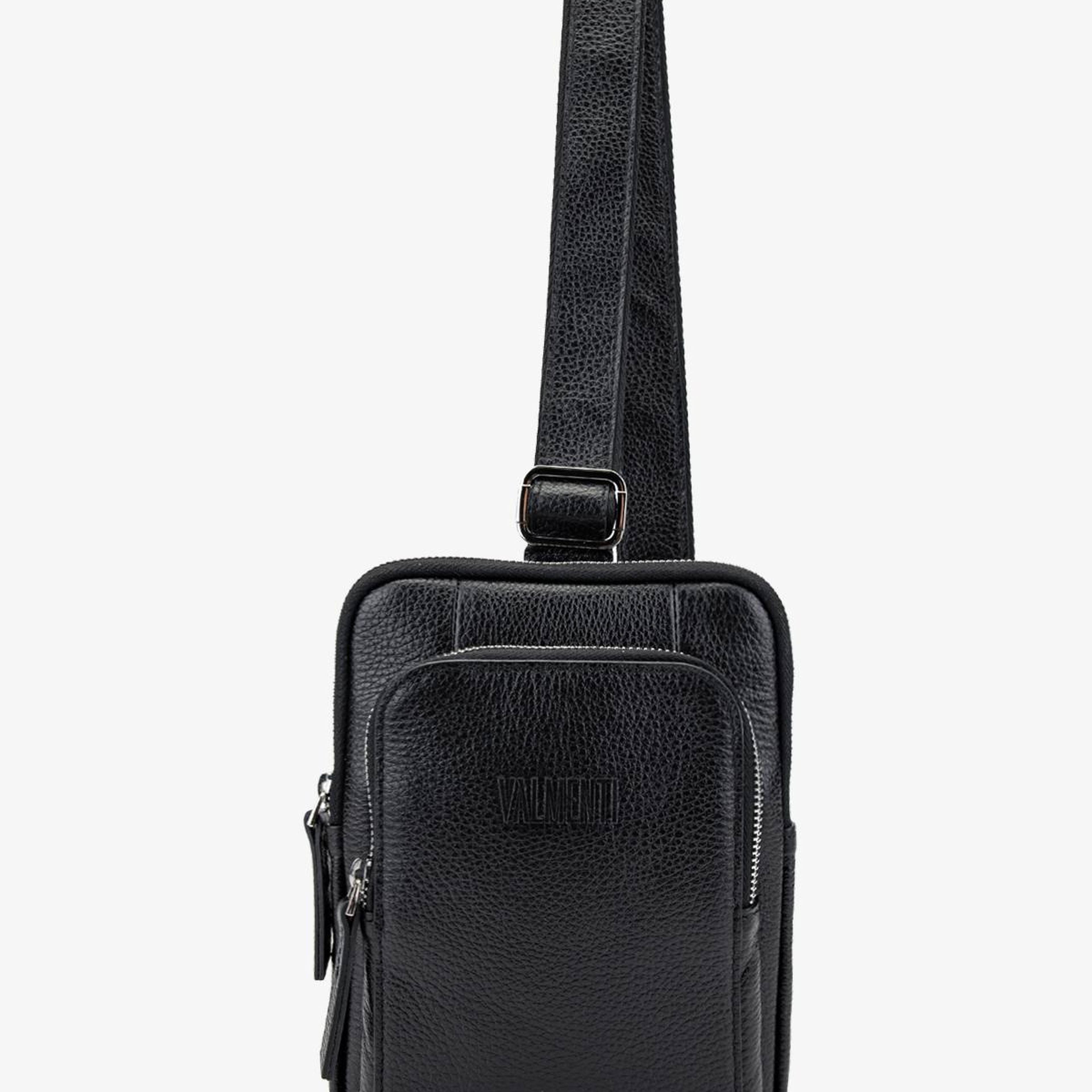 Valmenti Erkek Hakiki Deri Siyah Floter Body Bag Çanta