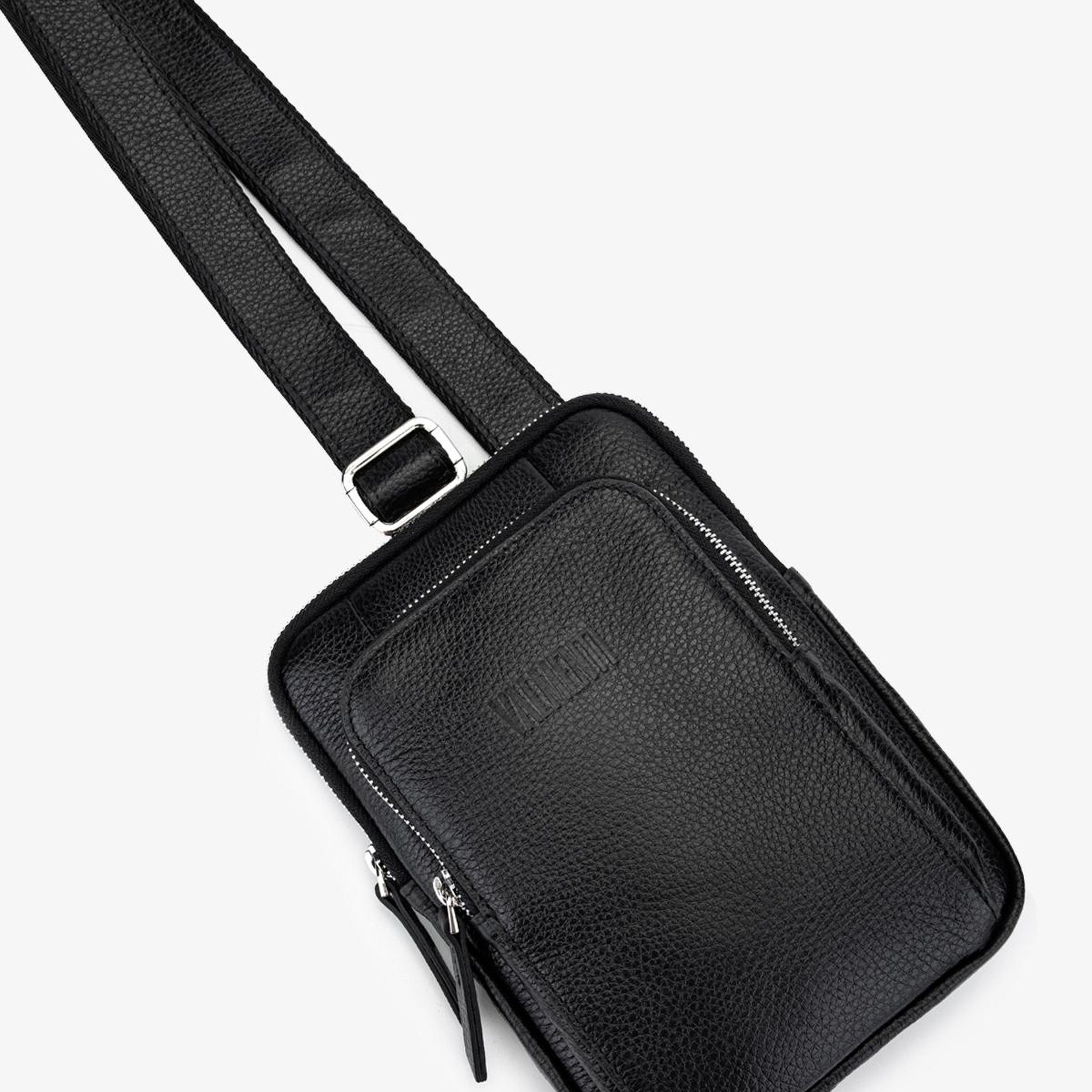 Valmenti Erkek Hakiki Deri Siyah Floter Body Bag Çanta