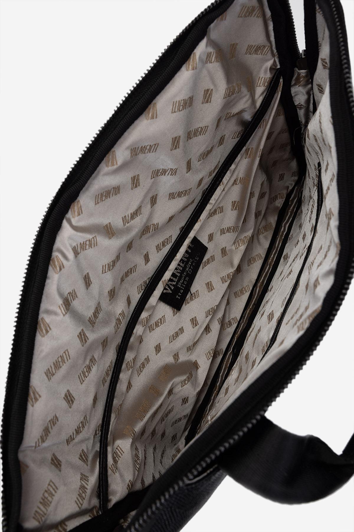 Valmenti Erkek Hakiki Deri Siyah Lazer Evrak Çantası