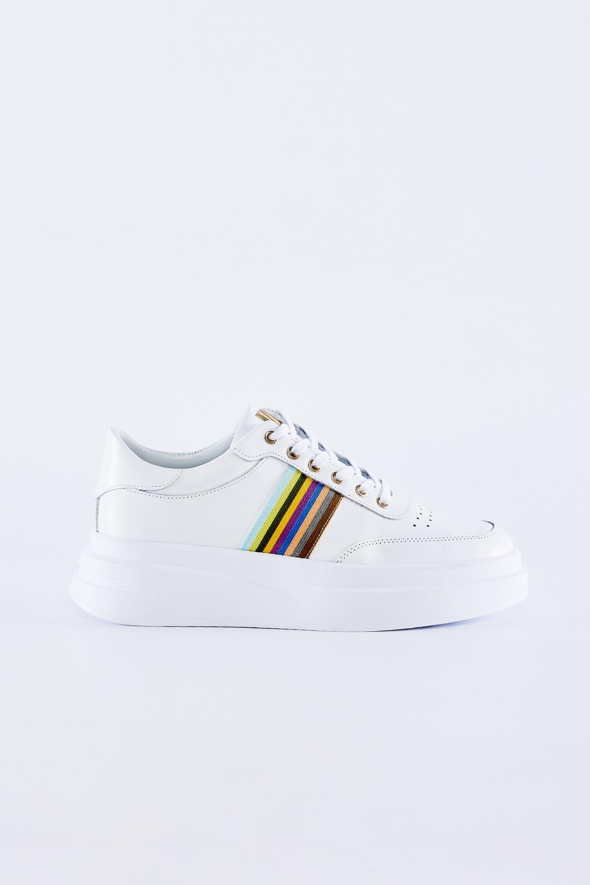 Valmenti Erkek Hakiki Deri Beyaz Spor Ayakkabı