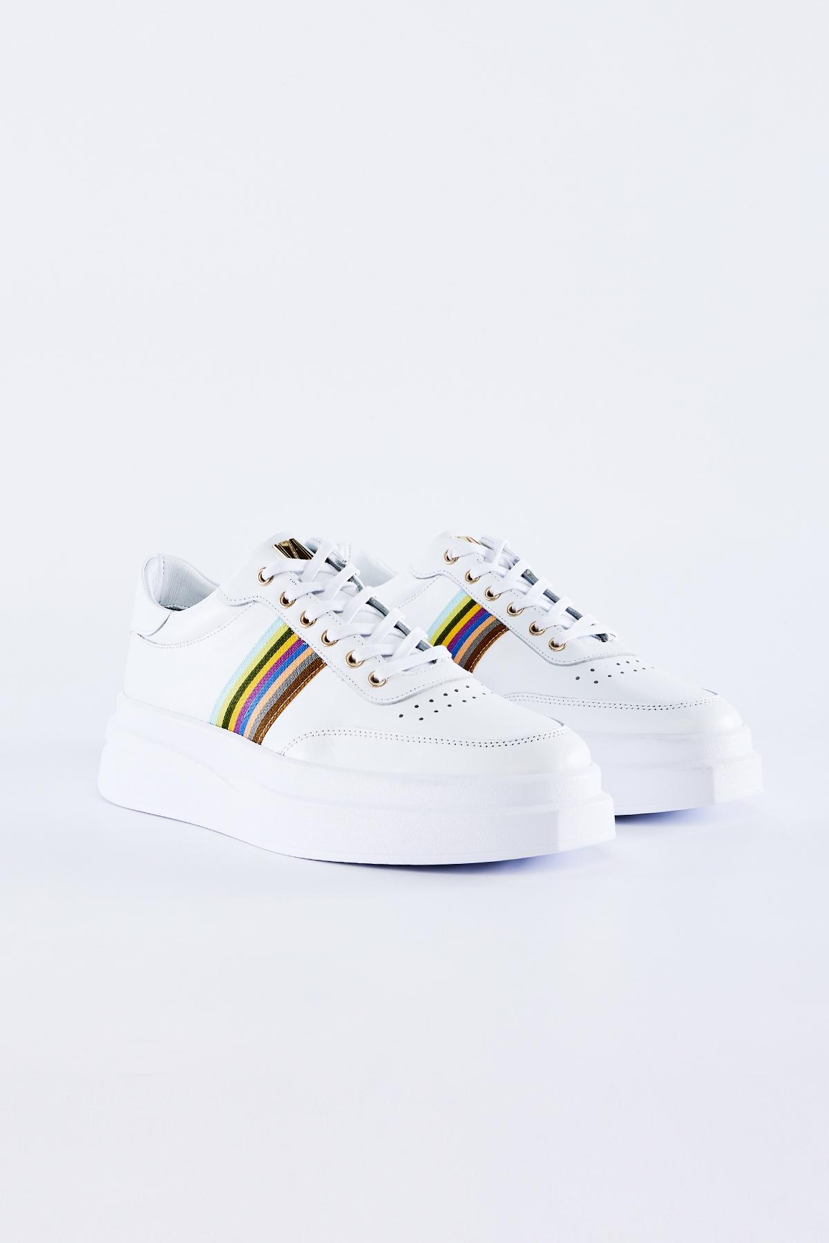 Valmenti Erkek Hakiki Deri Beyaz Spor Ayakkabı