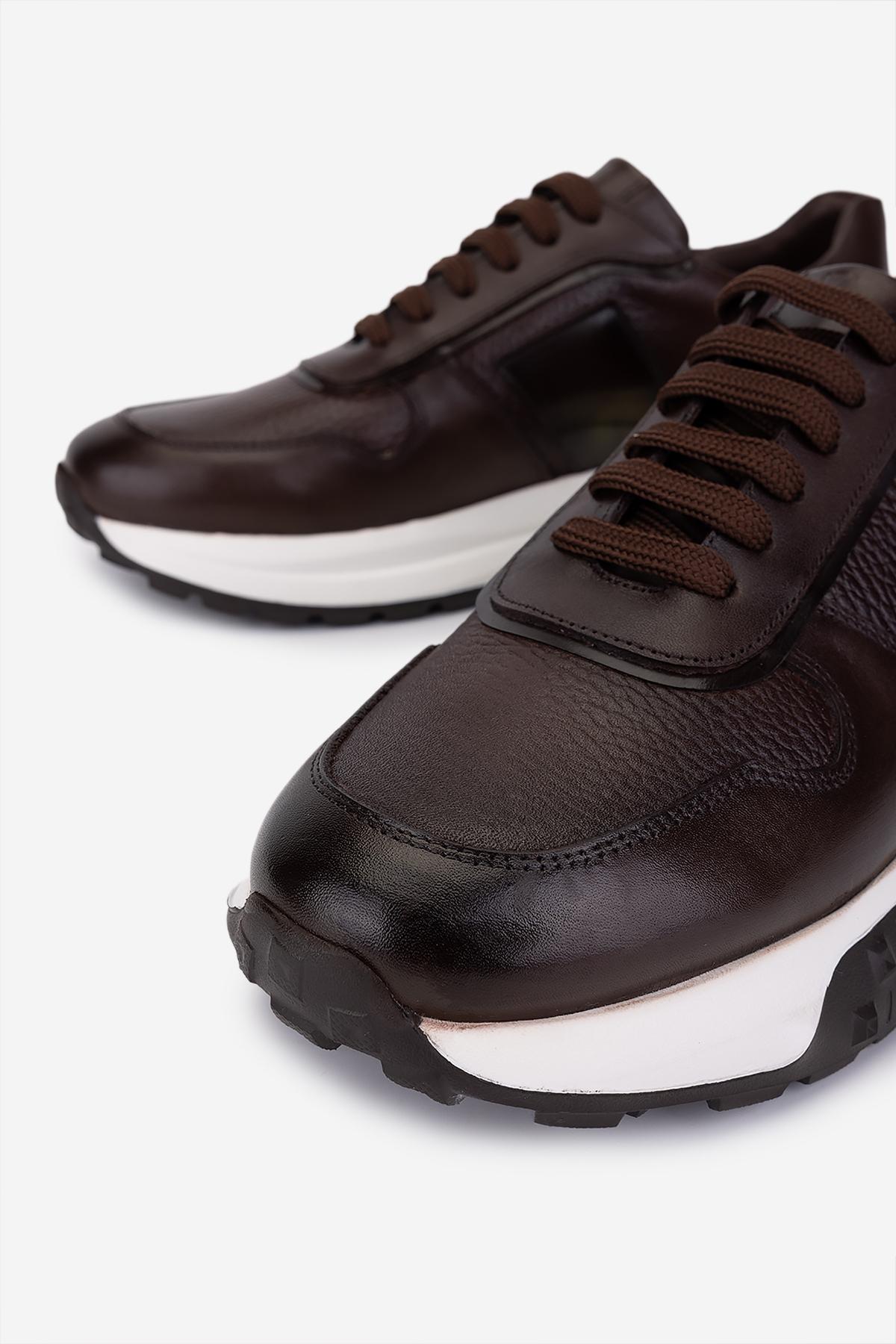 Valmenti Erkek Hakiki Deri Kahverengi Sneakers & Spor Ayakkabı