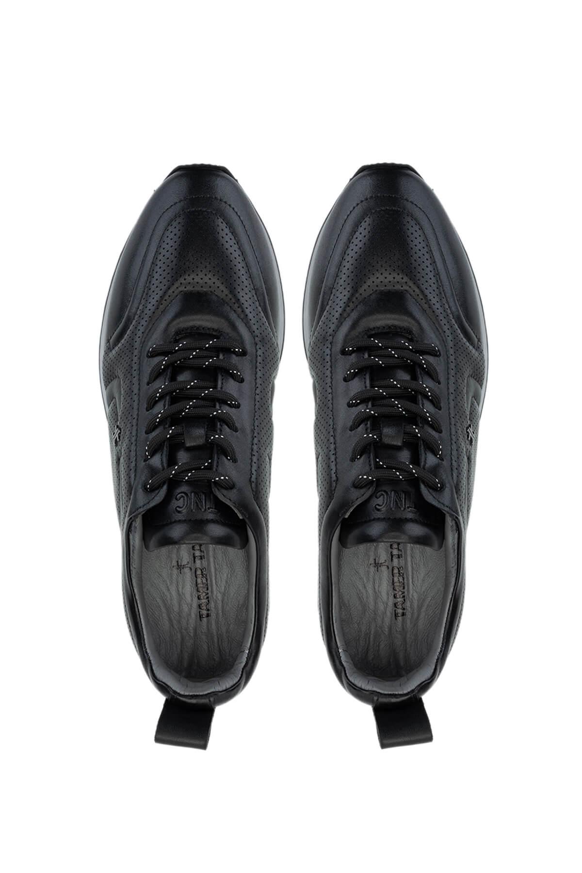 Tamer Tanca Erkek Hakiki Deri Siyah Sneakers & Spor Ayakkabı