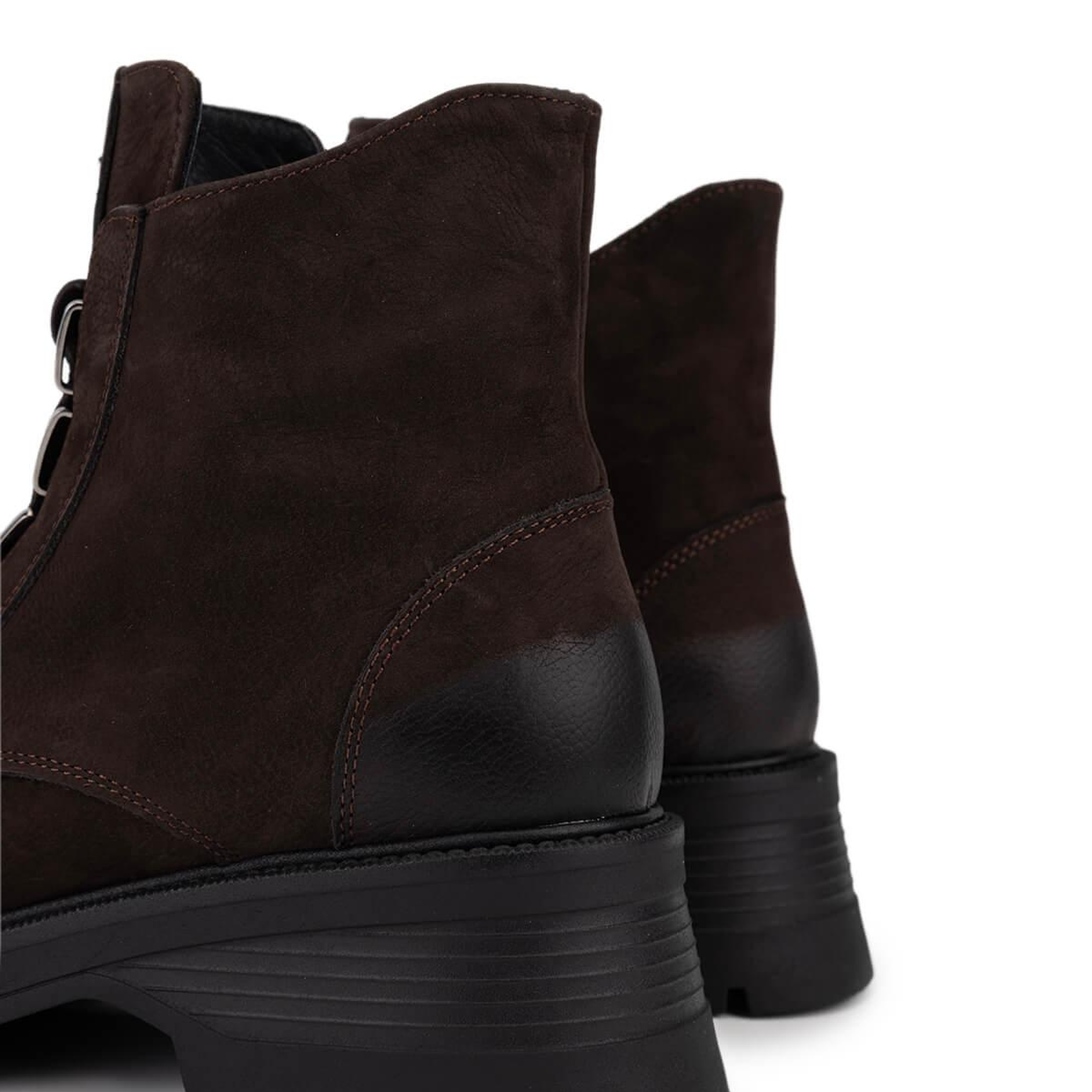 Tamer Tanca Kadın Hakiki Deri Kahverengi Nubuk Topuklu Bot