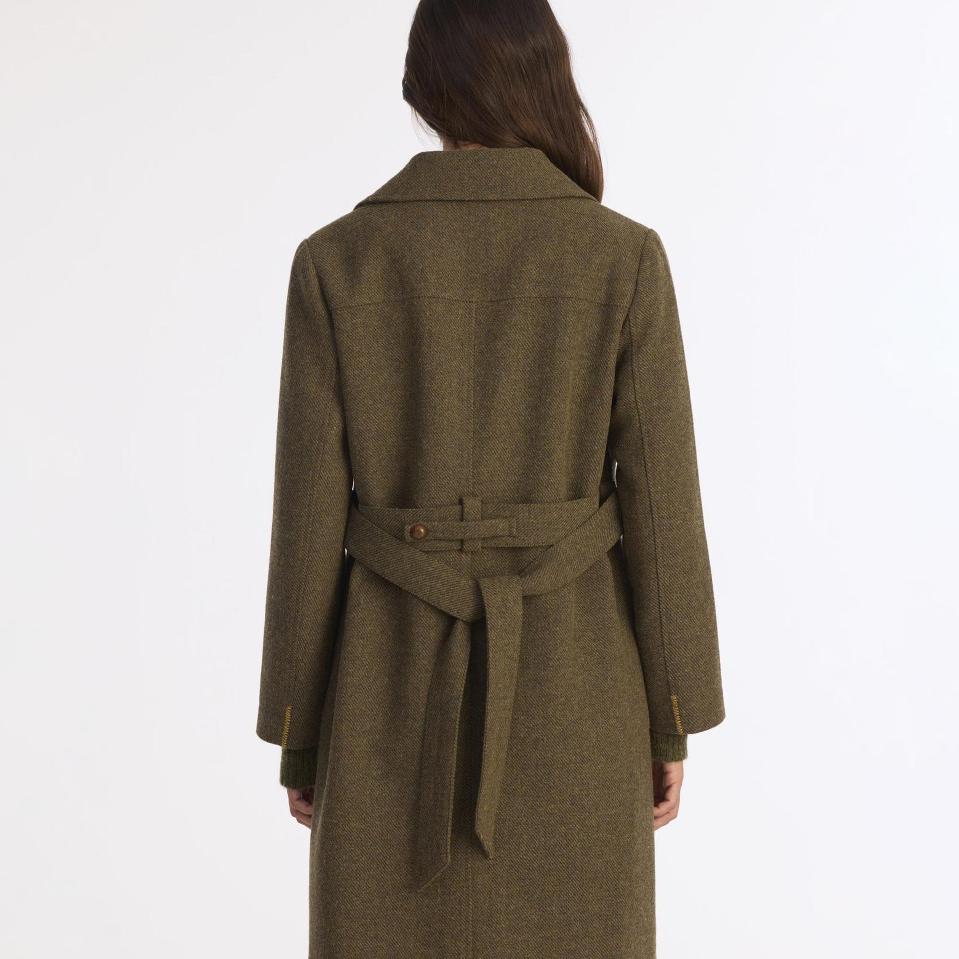 YARGICI Dikiş Detaylı Kemerli Uzun Palto