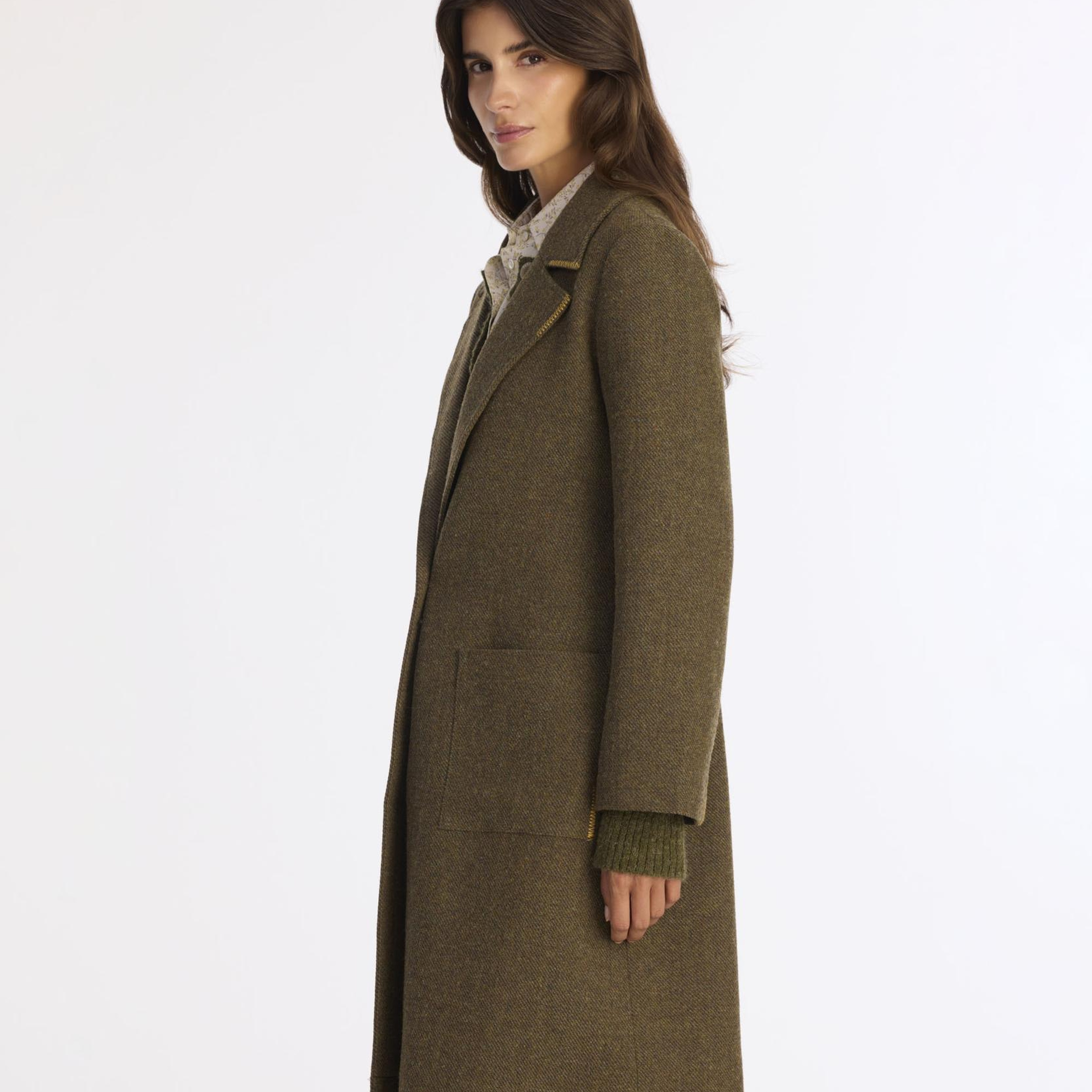 YARGICI Dikiş Detaylı Kemerli Uzun Palto