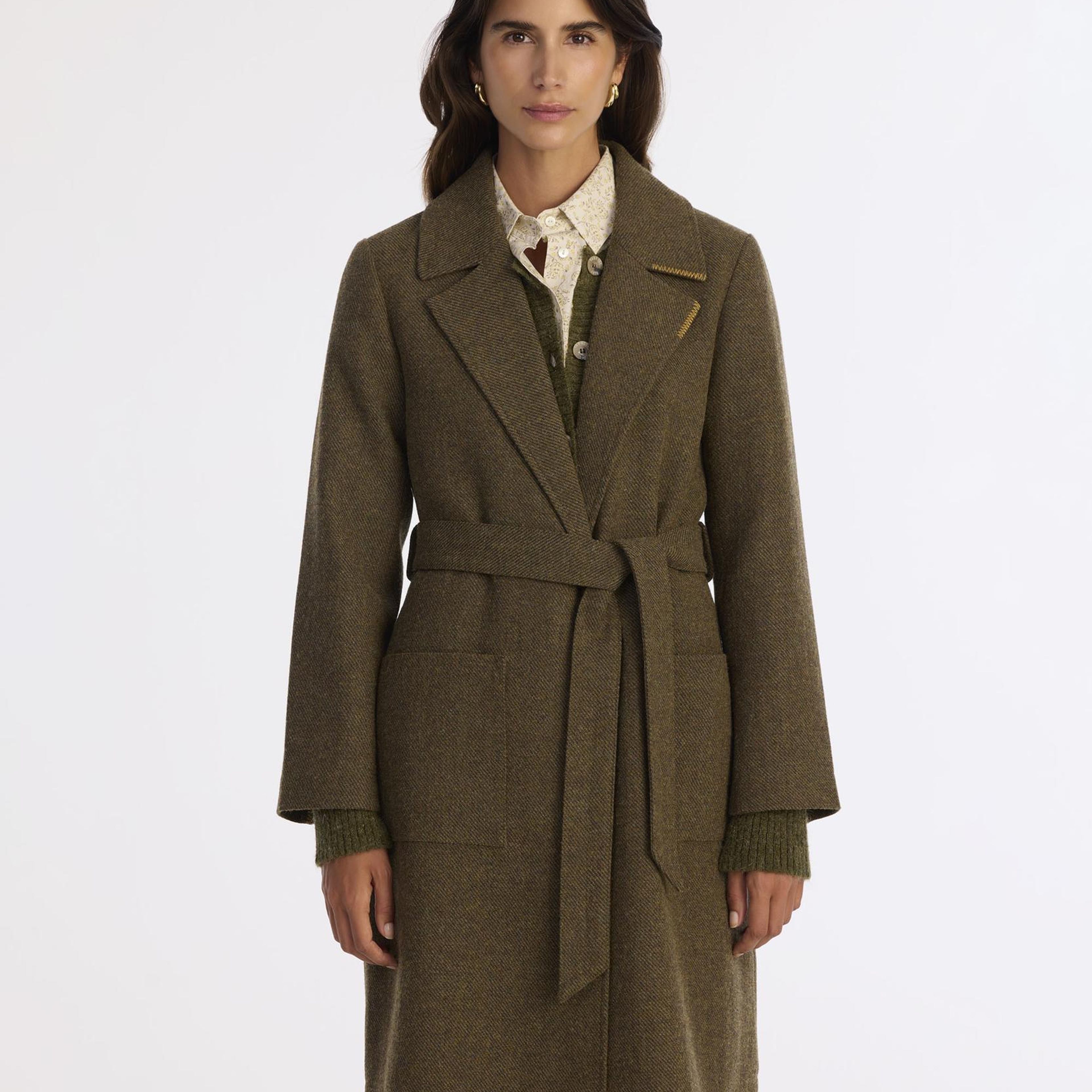 YARGICI Dikiş Detaylı Kemerli Uzun Palto