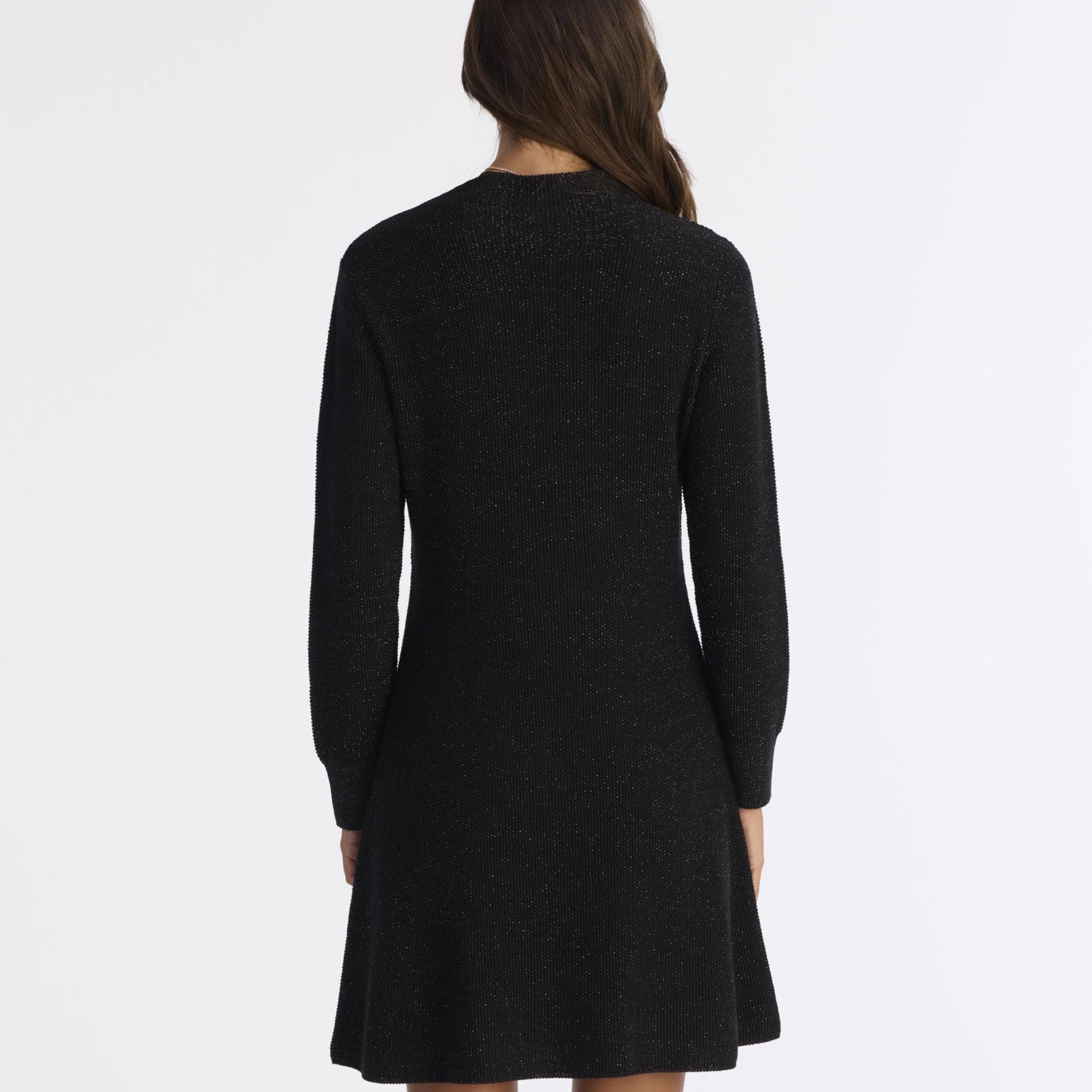 YARGICI A Form Kayık Yaka Uzun Kol Elbise