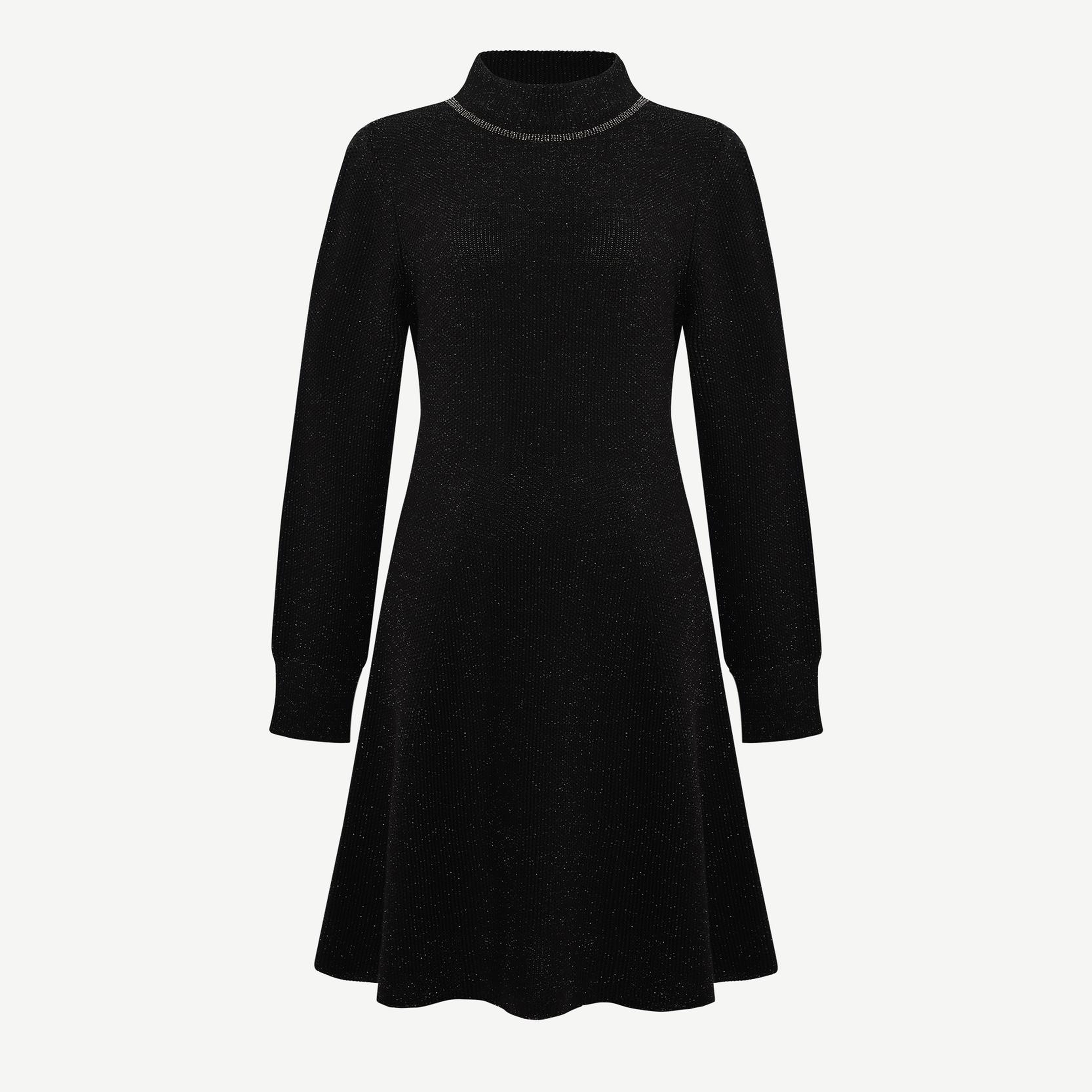 YARGICI A Form Kayık Yaka Uzun Kol Elbise