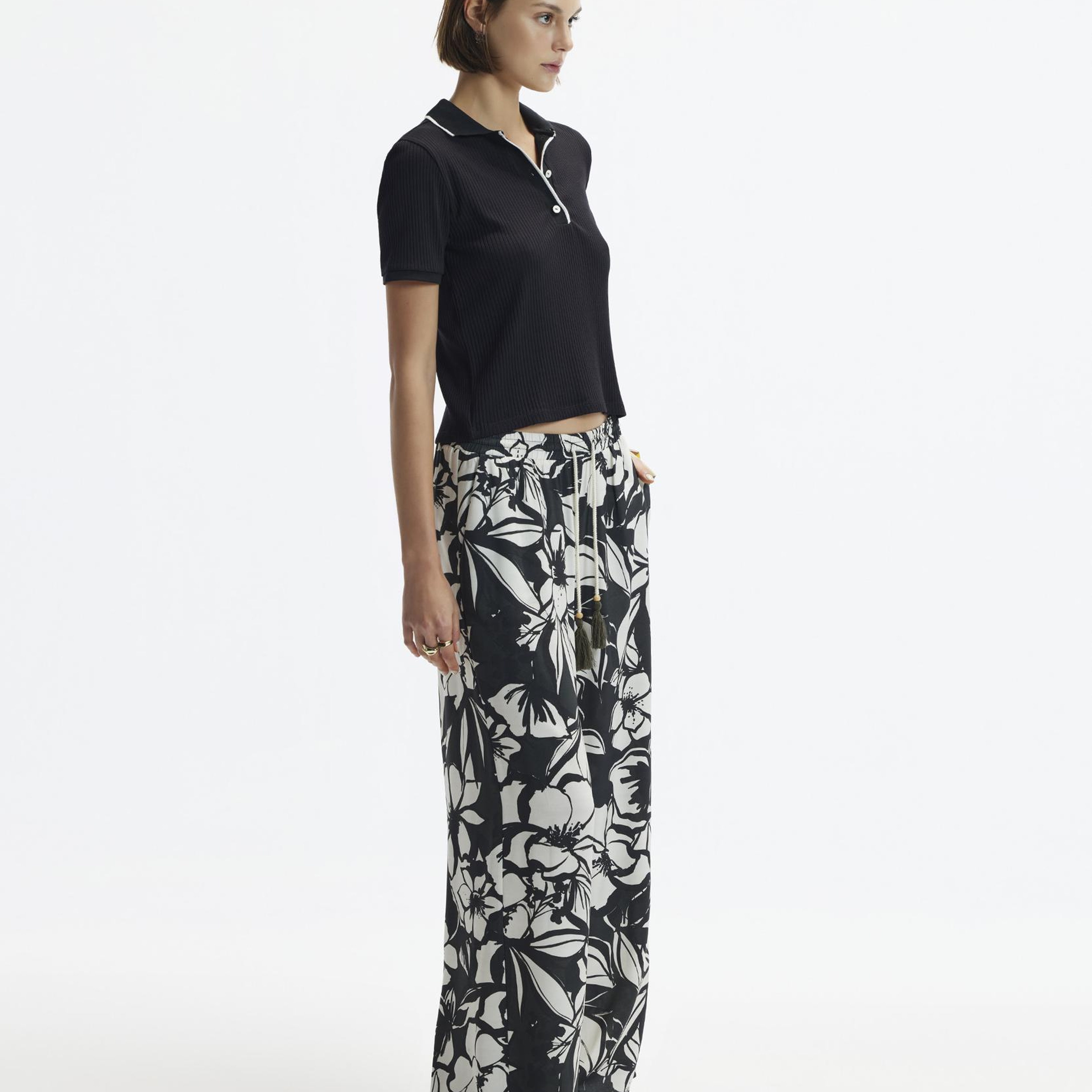 YARGICI Kordon Detaylı Bol Kesim Beli Lastikli Pantolon