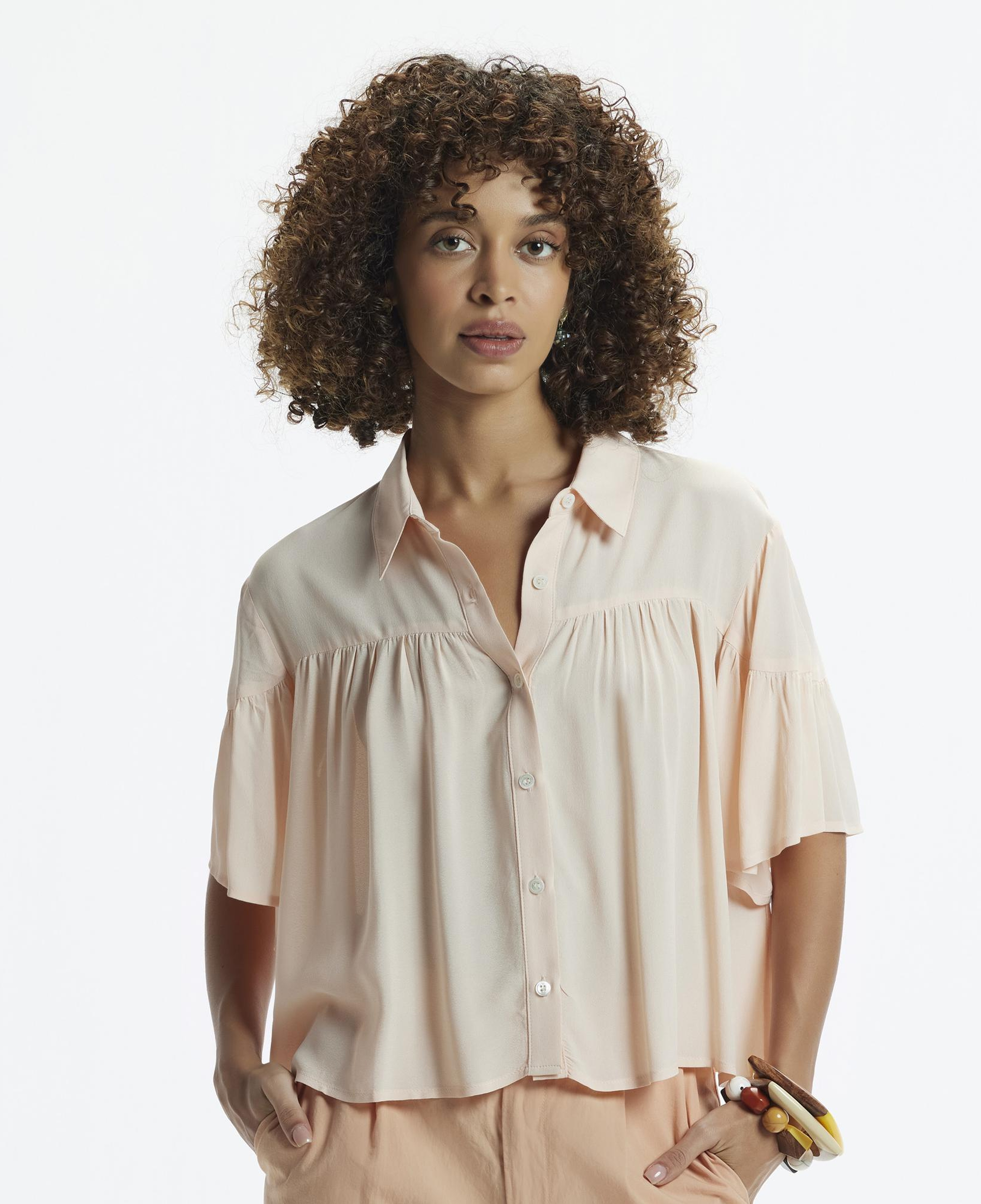 YARGICI Fırfırlı Kısa Kollu Gömlek