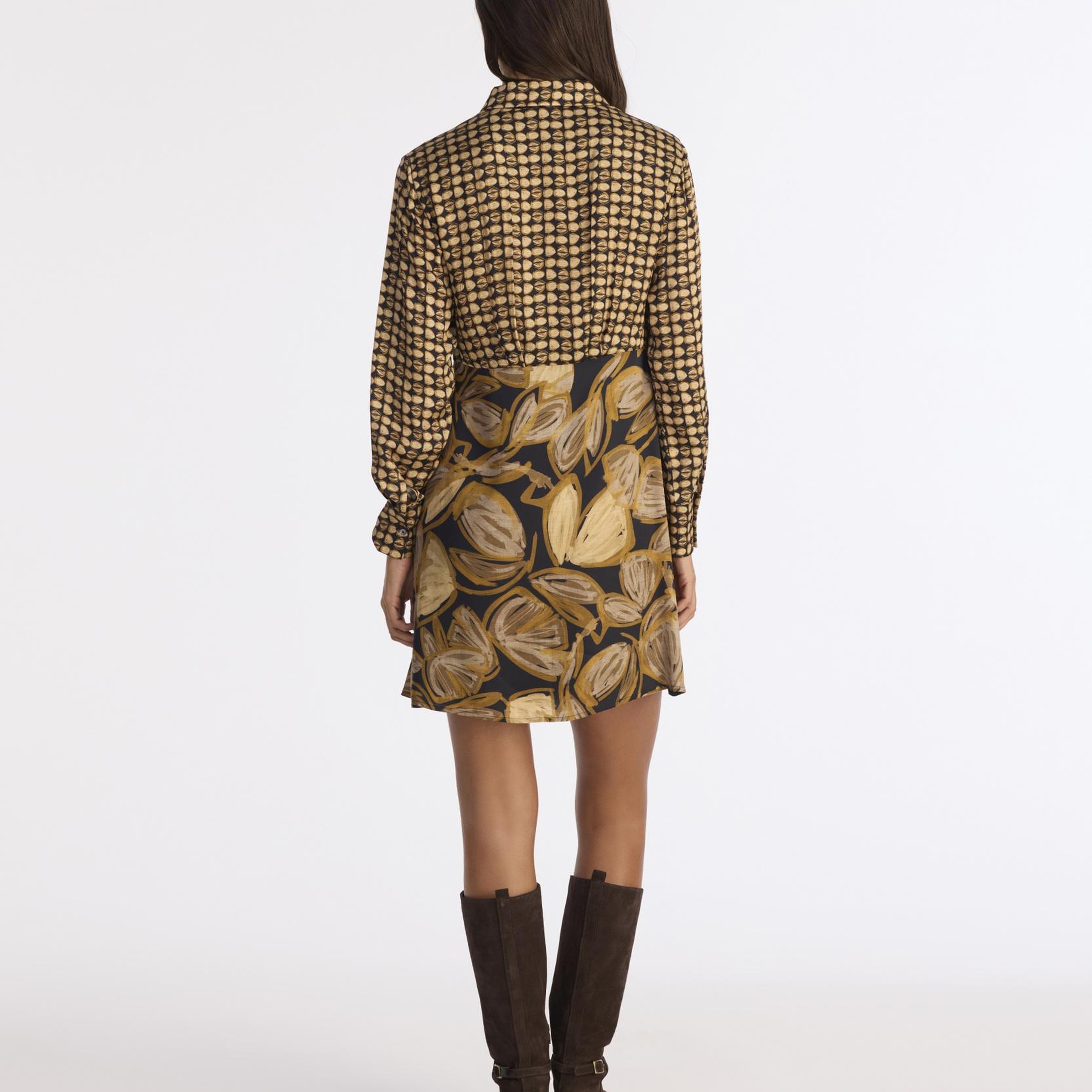 YARGICI Düz Gömlek Yaka Uzun Kol Elbise