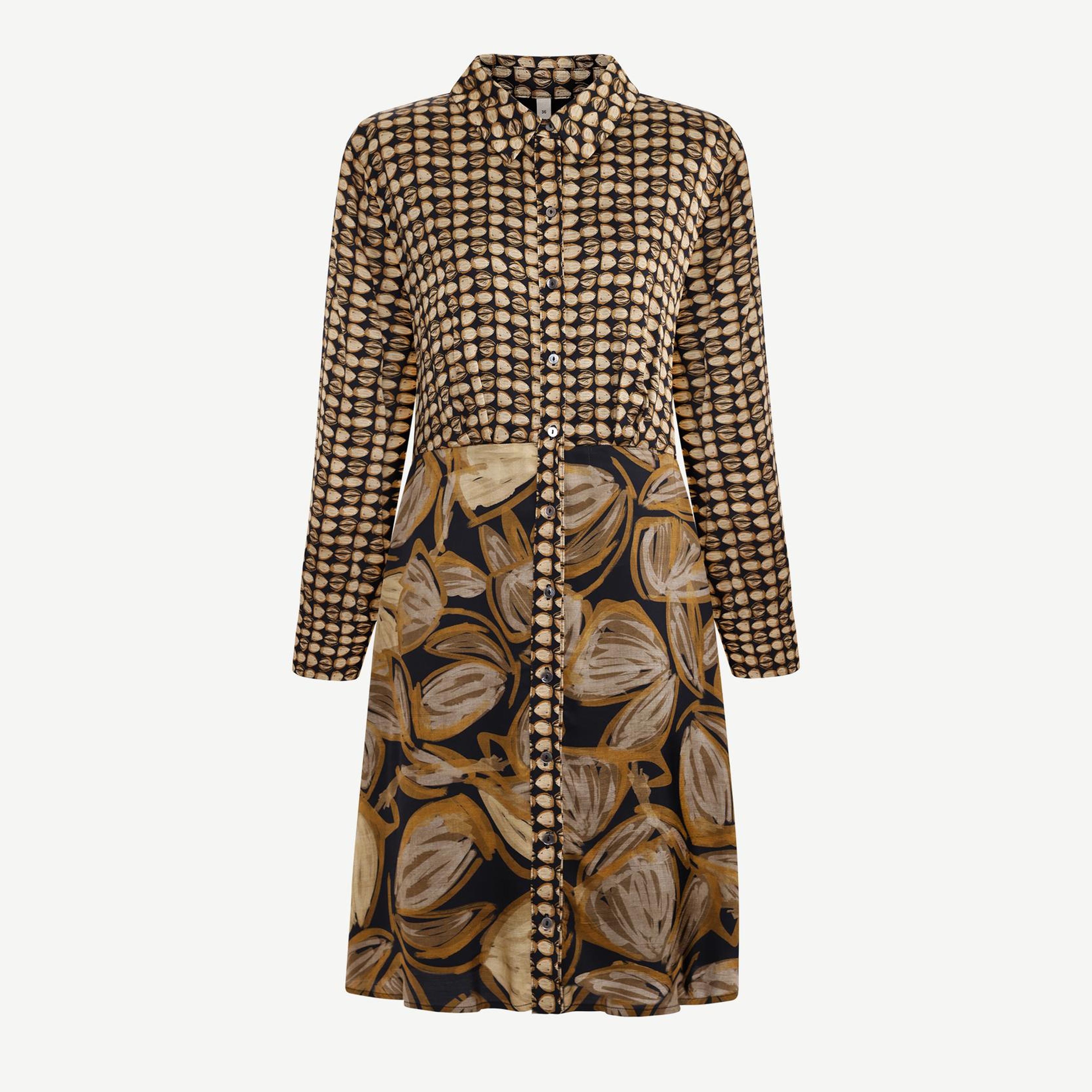 YARGICI Düz Gömlek Yaka Uzun Kol Elbise