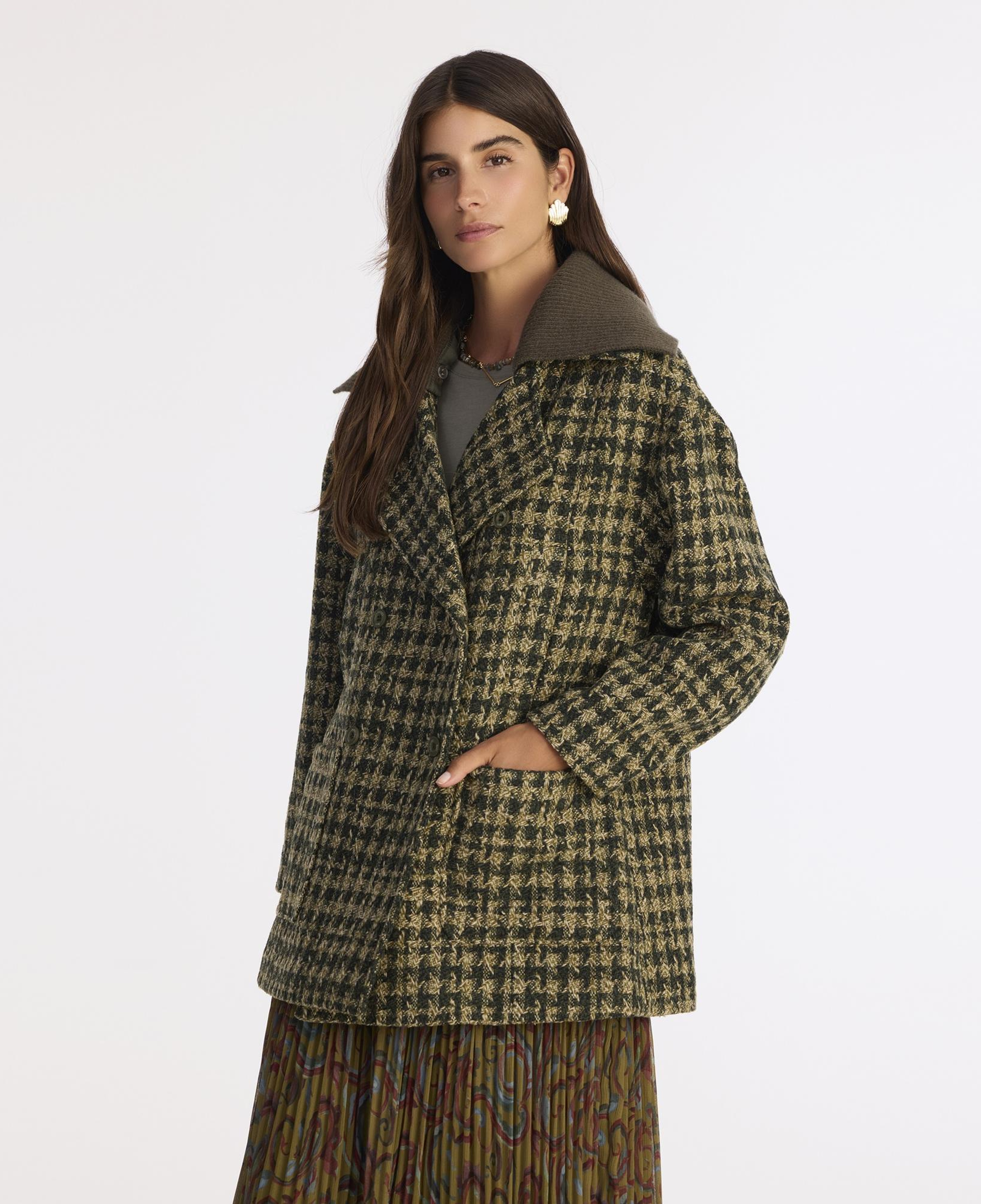 YARGICI Triko Yaka Detaylı Kruvaze Palto