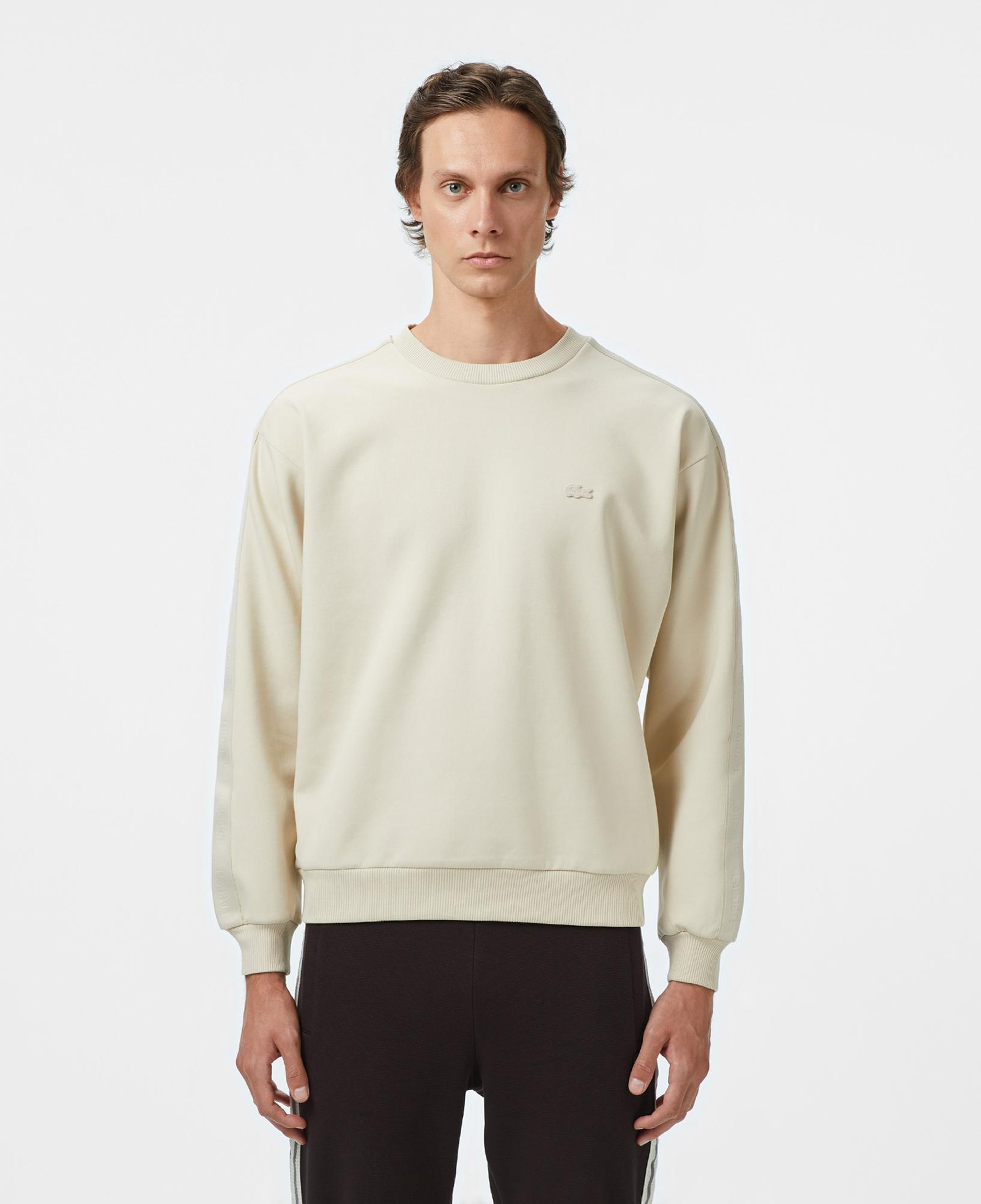 Lacoste Erkek Relaxed Fit Bisiklet Yaka Açık Krem Sweatshirt