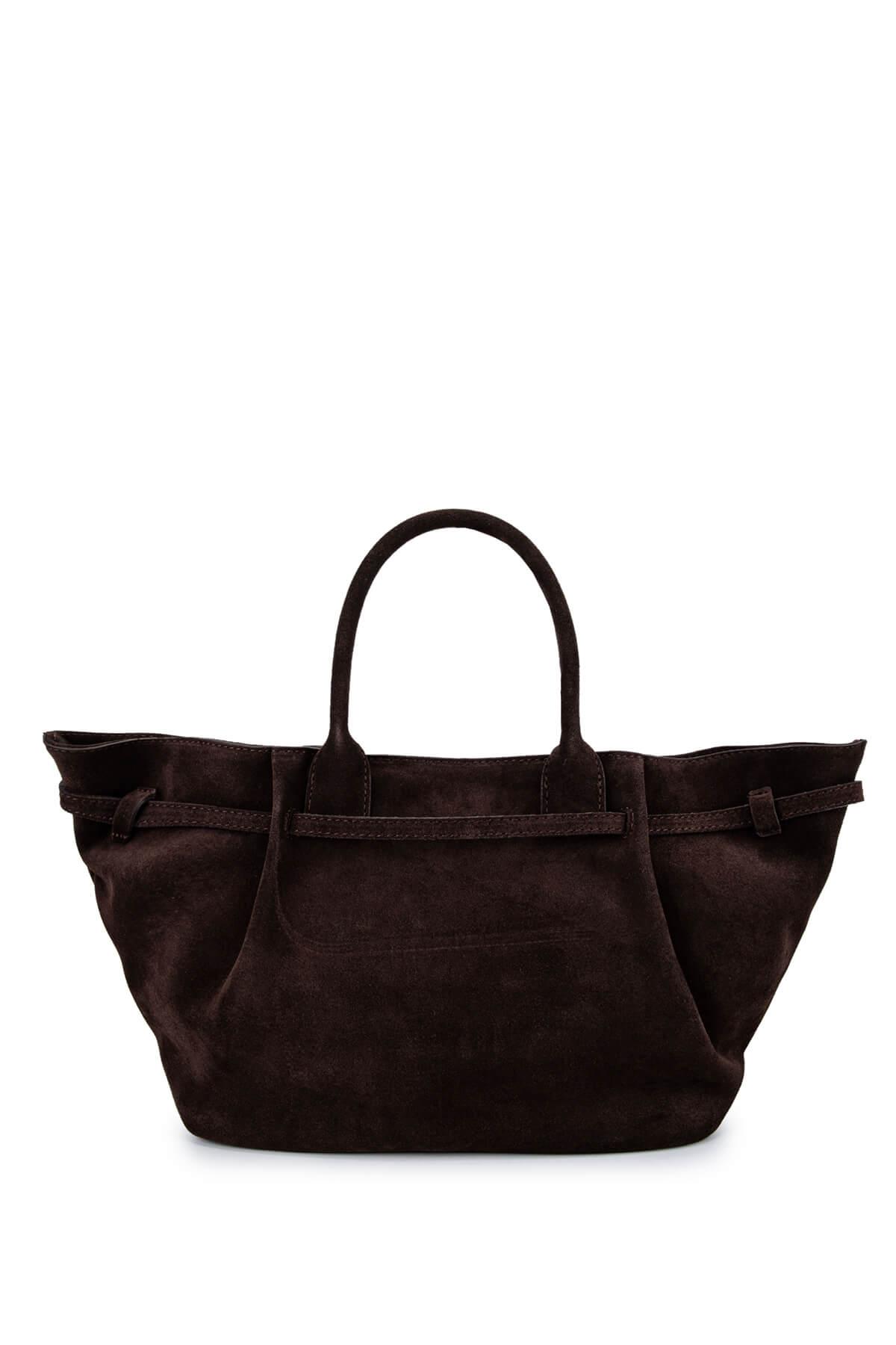 Tamer Tanca Kadın Hakiki Deri Kahverengi Süet Kol Çantası