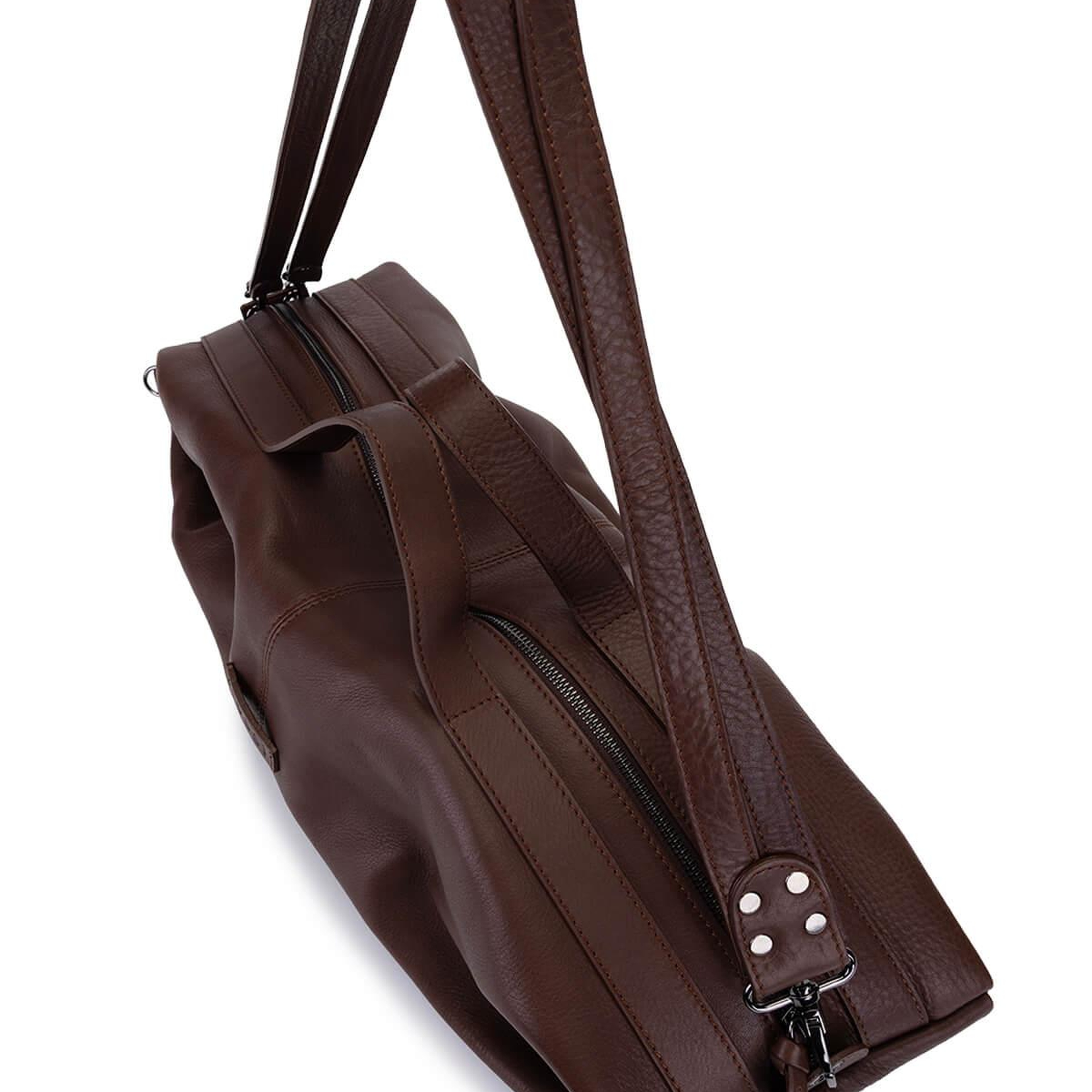 Bruno Rossi Bag Unisex Hakiki Deri Kahverengi Sırt & El Çantası