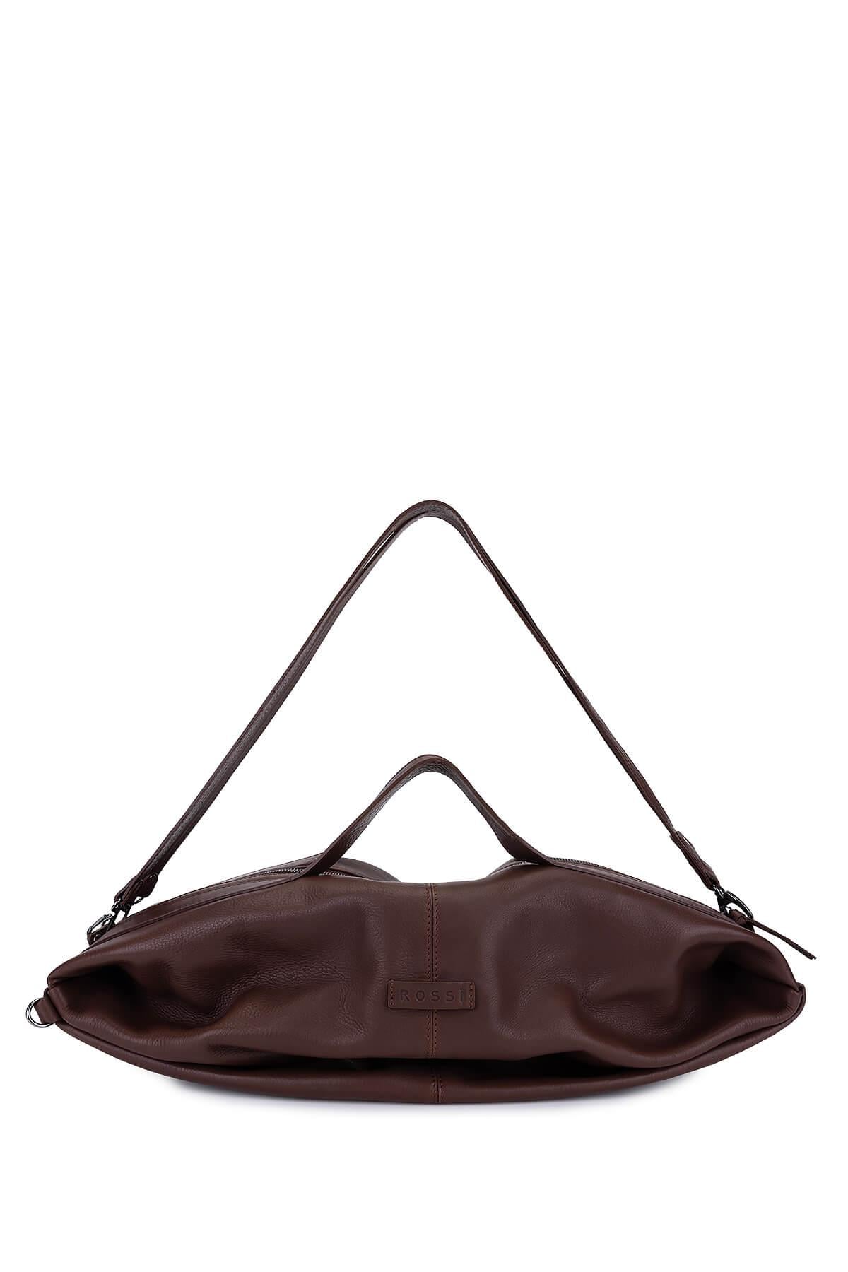 Bruno Rossi Bag Unisex Hakiki Deri Kahverengi Sırt & El Çantası