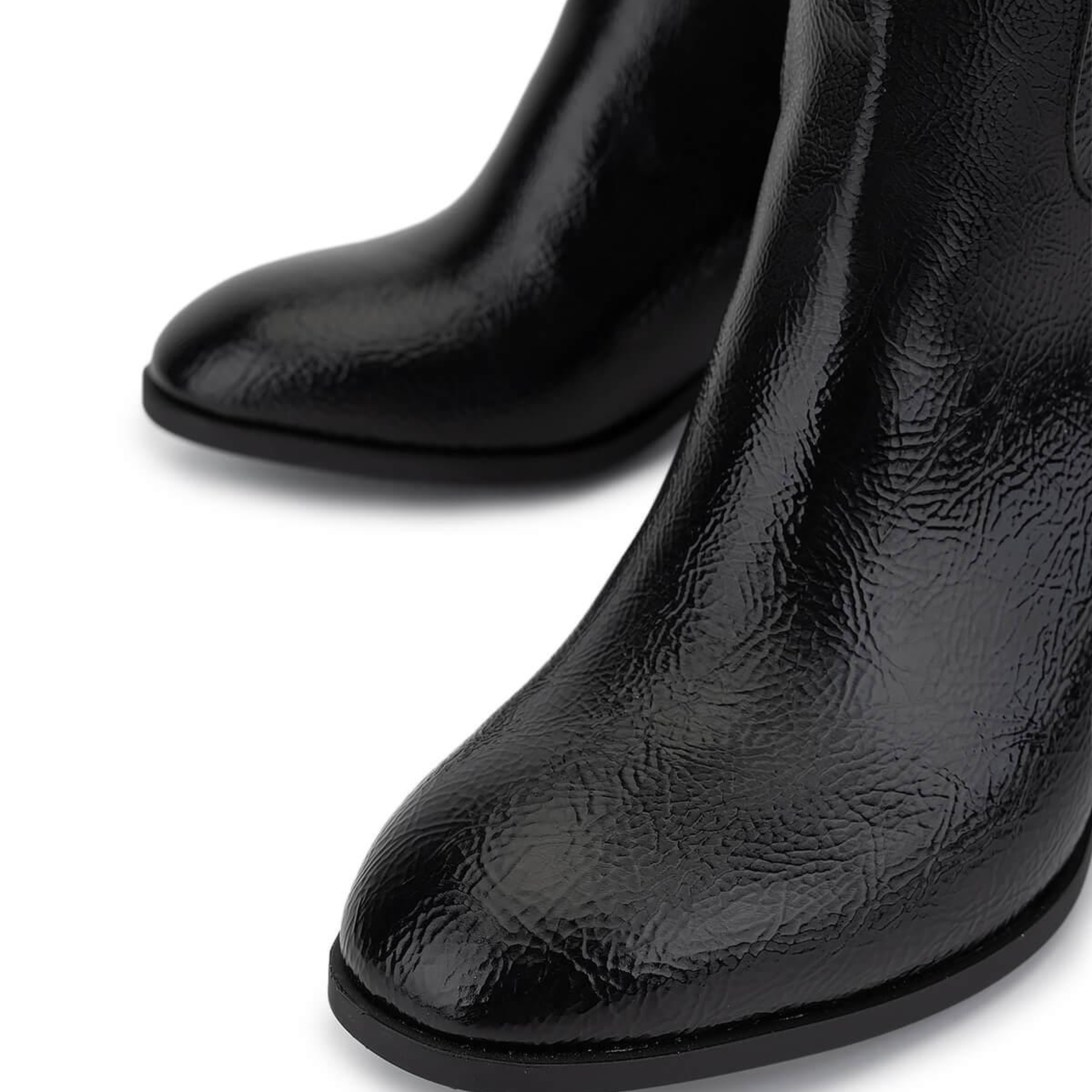 Tamer Tanca Kadın Suni Deri Siyah Rugan Topuklu Çizme