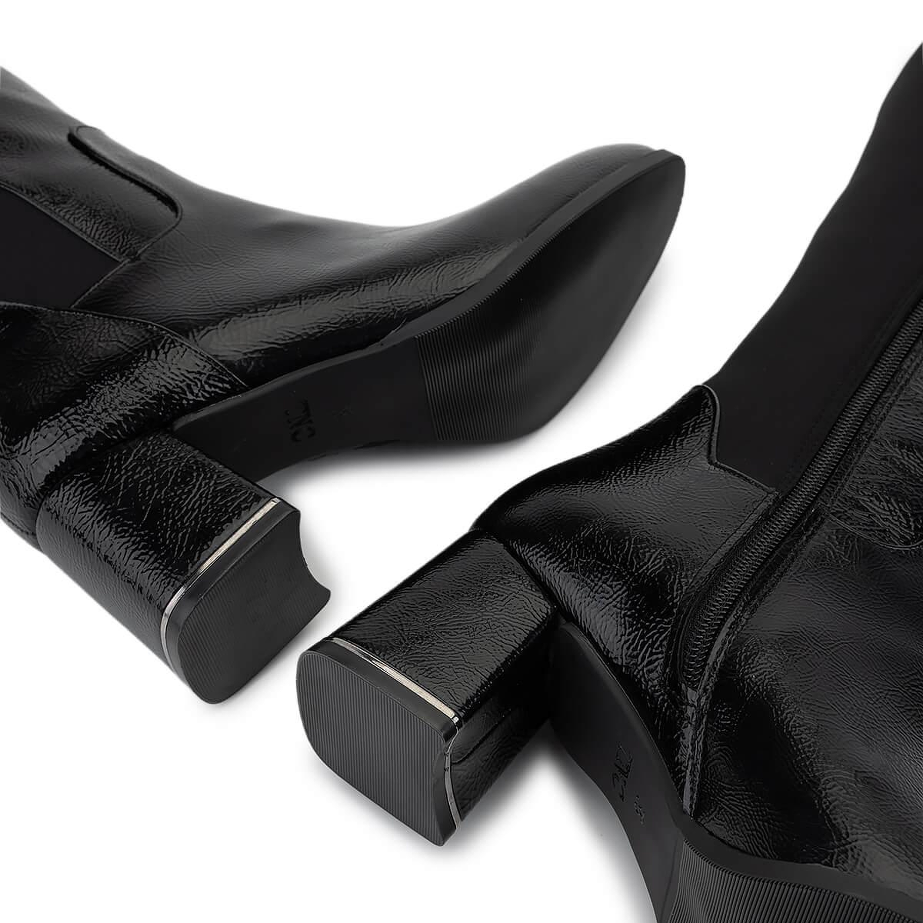 Tamer Tanca Kadın Suni Deri Siyah Rugan Topuklu Çizme