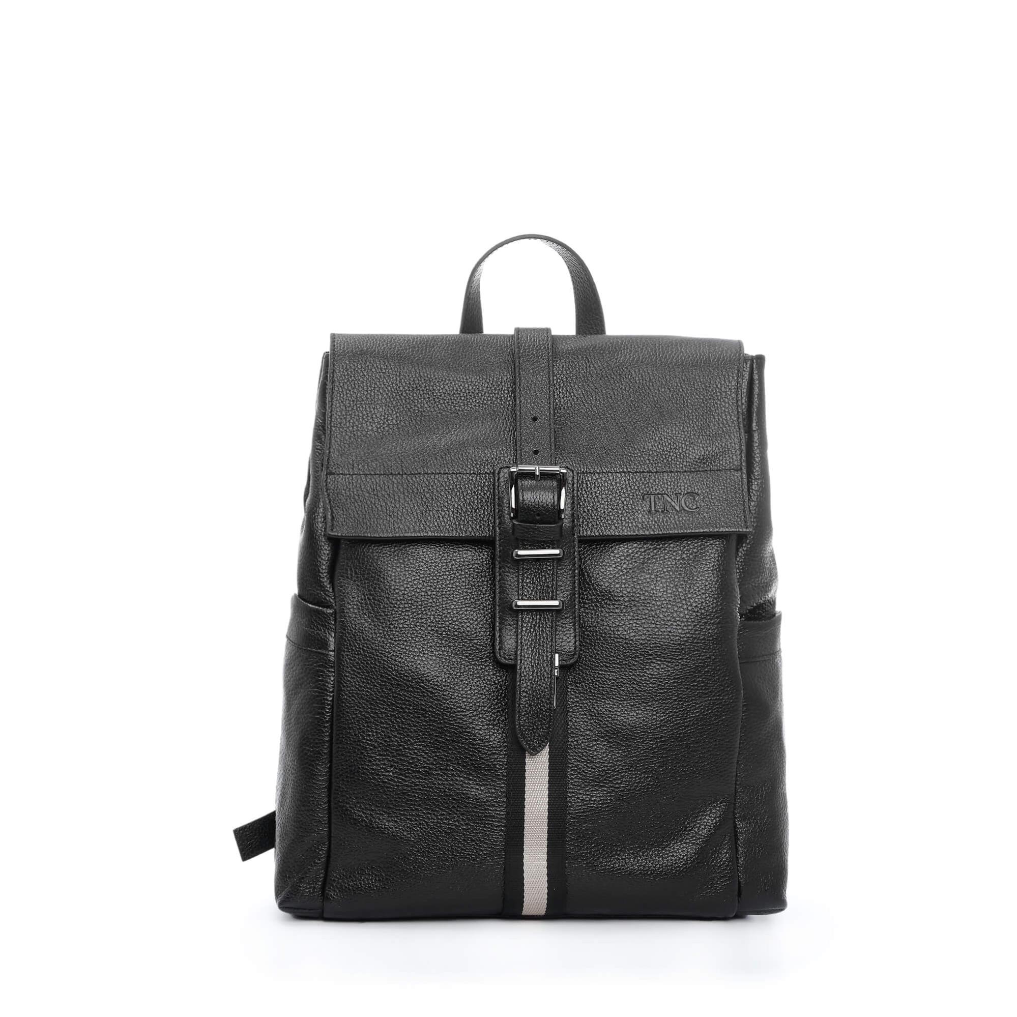 Tamer Tanca Erkek Hakiki Deri Siyah Floter Sırt Çantası